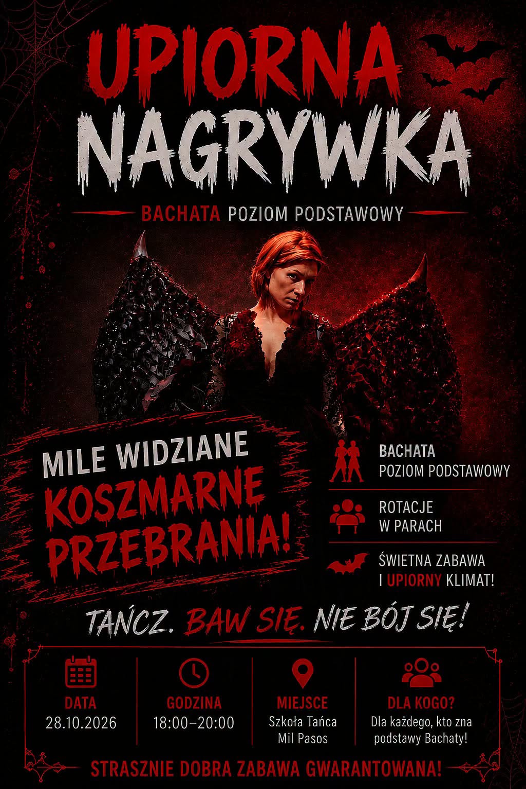 UPIORNA NAGRYWKA Z IZABELĄ - zajęcia specjalne Bachata - 28.10.26 - 18:00-20:00 - P. PODSTAWOWY