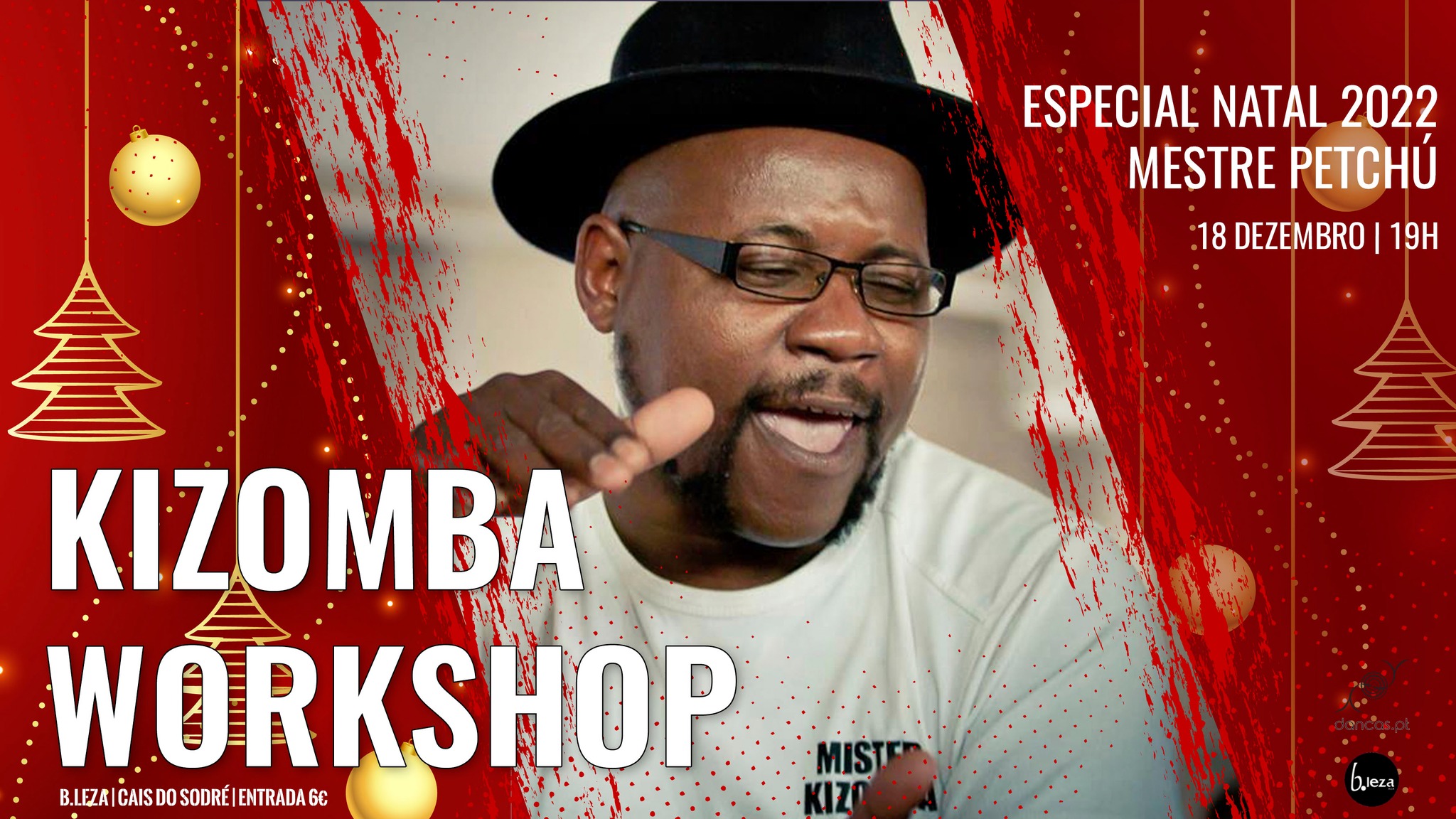 Danças no B.Leza 18 dez Workshop de KIZOMBA: Especial Natal 2022 Mestre Petchú
