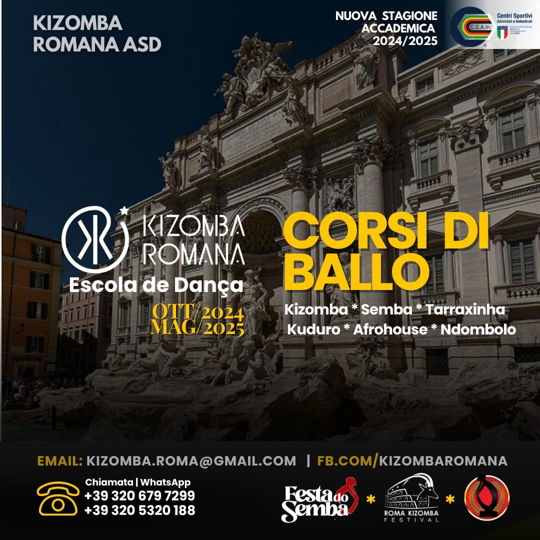 Corsi di Ballo 2024 2025 Kizomba, Semba, Tarraxinha, Afrohouse & Ndombolo by “Kizomba Romana ASD "