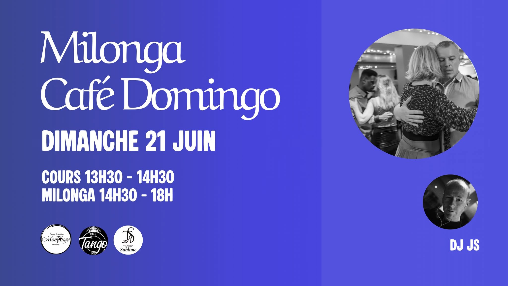 CAFÉ DOMINGO, la milonga du dimanche après-midi - DJ Jean Sébastien + cours Thématique avec Wolf