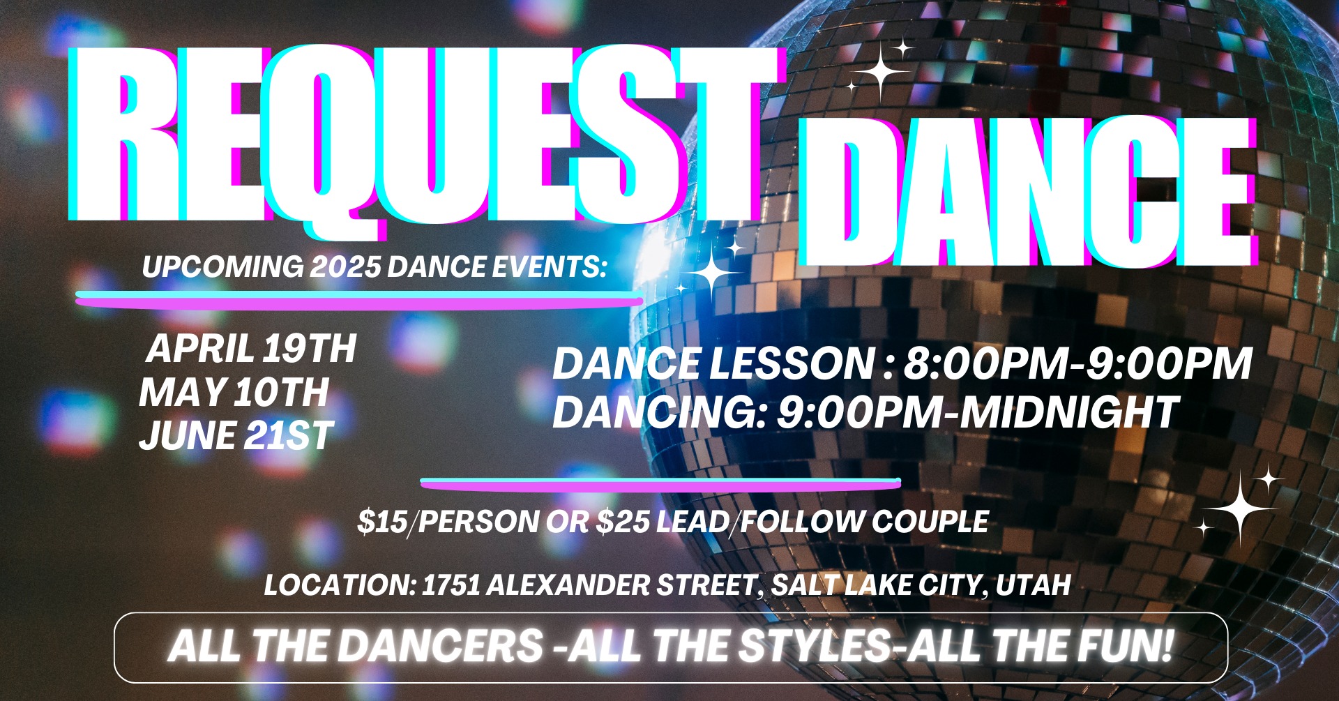 May Request Your Dance Event & Dessert Potluck Party!