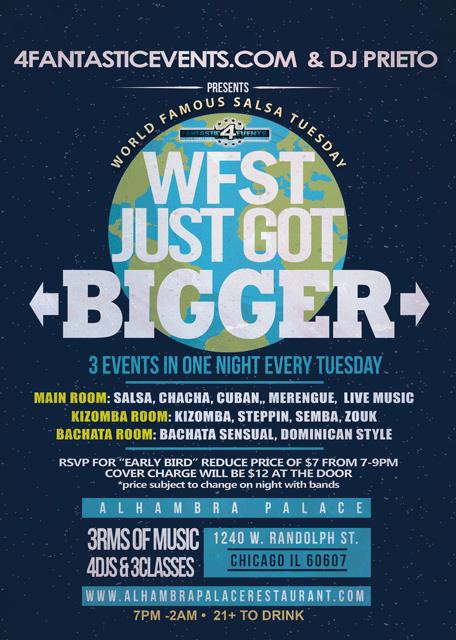 World Famous Salsa Tuesday - 3RMS, 5DJs, 3Classes,