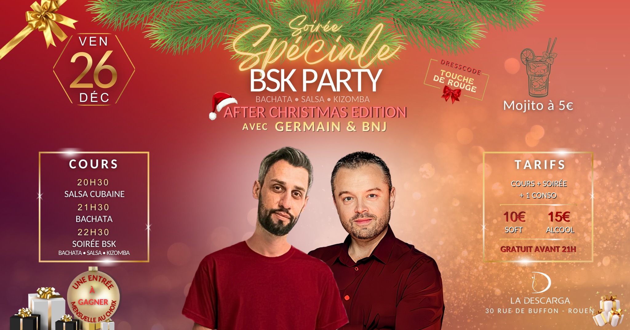 La soirรฉe BSK PARTY ร La Descarga (bachata, salsa & kizomba)