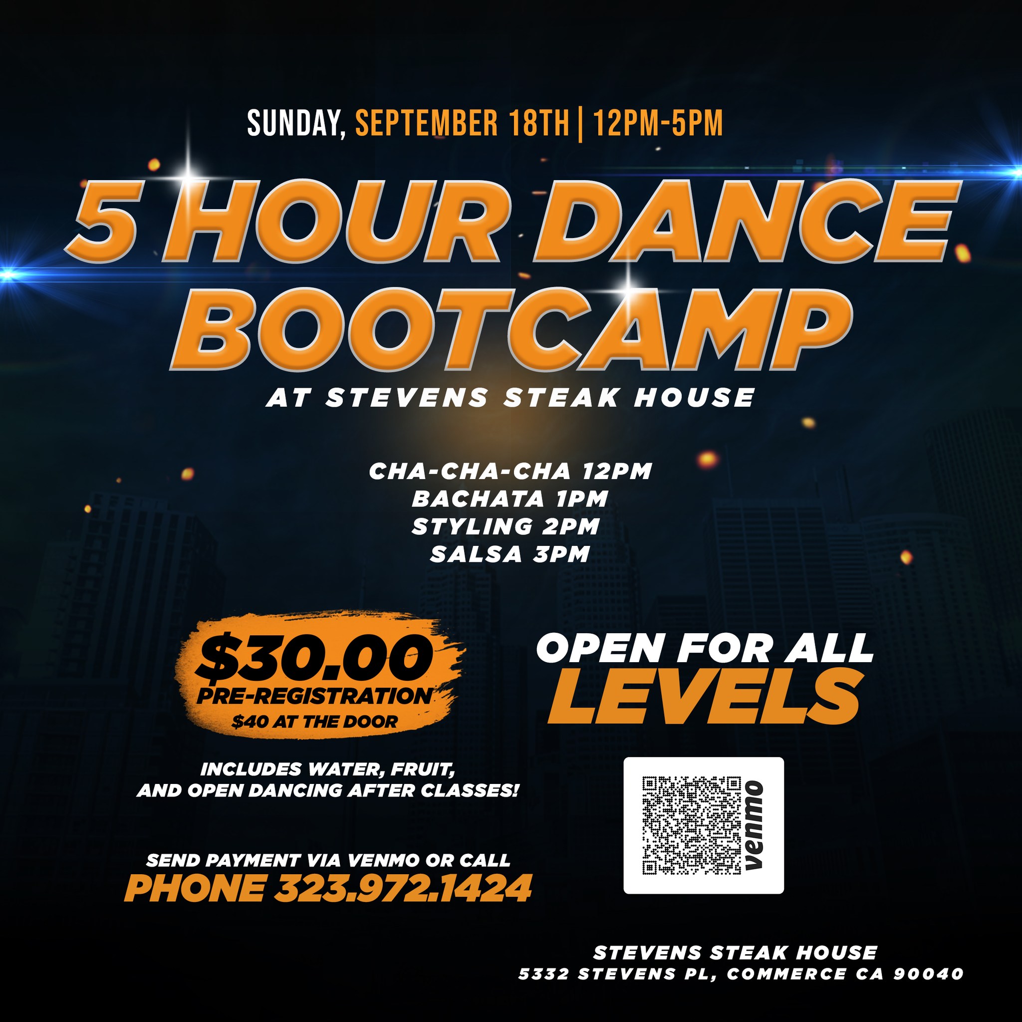 5 Hour Dance Bootcamp Sunday, September 18th