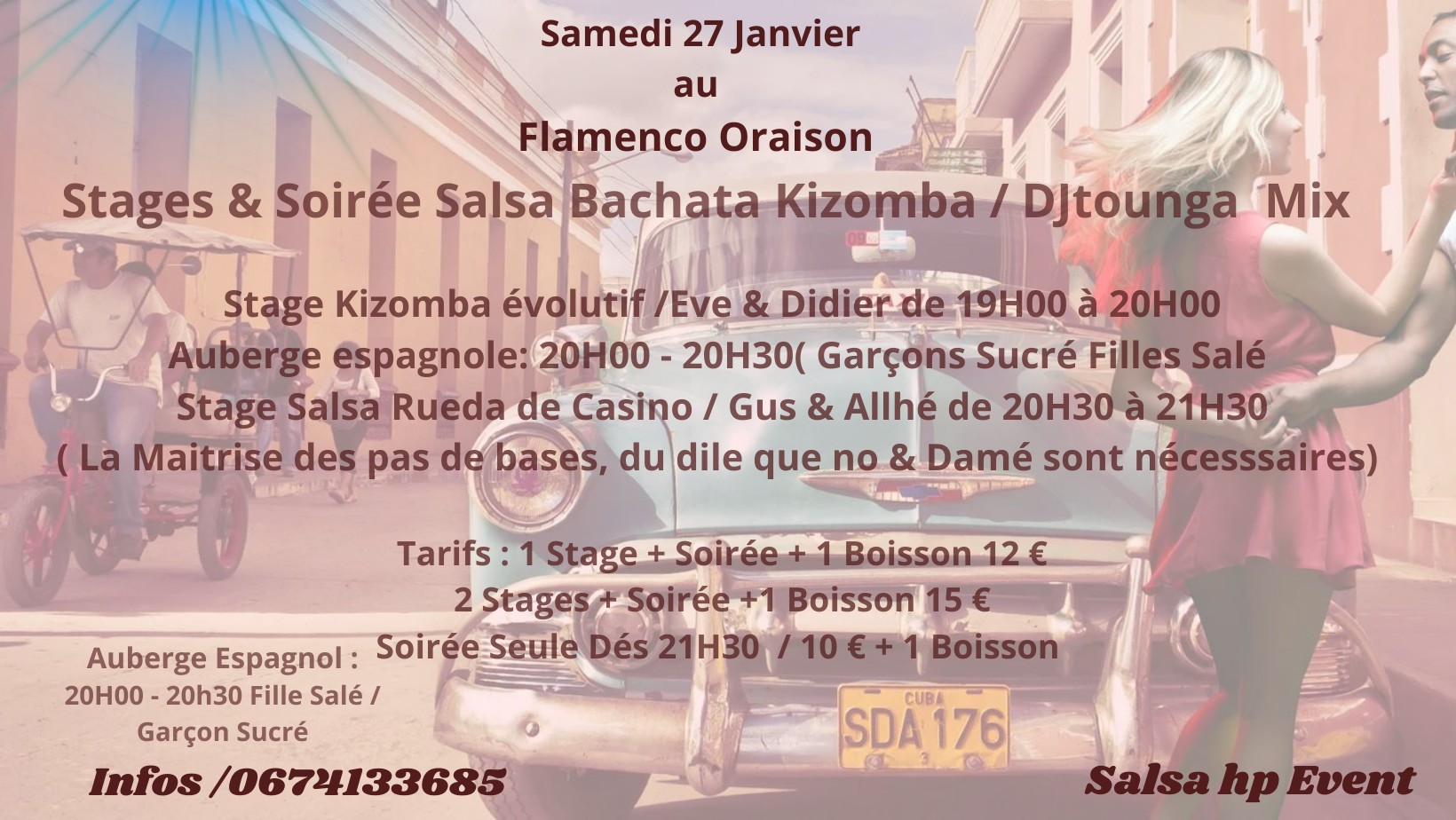 Soirée SBKR & Stages Kizomba Salsa Rueda Gus , Didier et Eve DJ Tounga