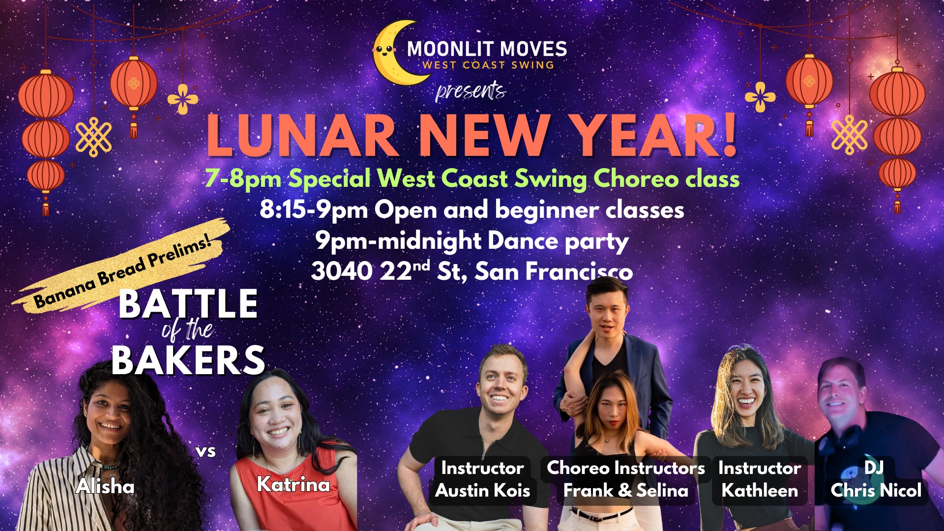 Moonlit Moves WCS! Austin Kois, Frank & Selina, Kathleen, DJ Chris🍌🍞Katrina v Alisha🥊 !
