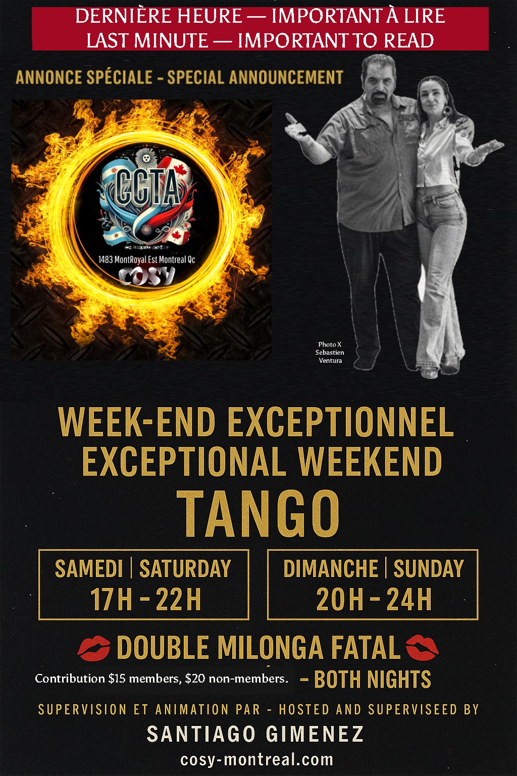 Annonce spéciale Week-end Tango Halloween chez Cosy Montréal