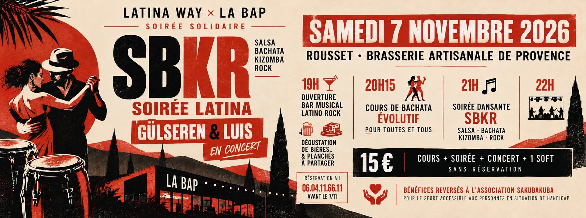 Soirée dansante SBKR + concert Live - Rousset - Soirée solidaire