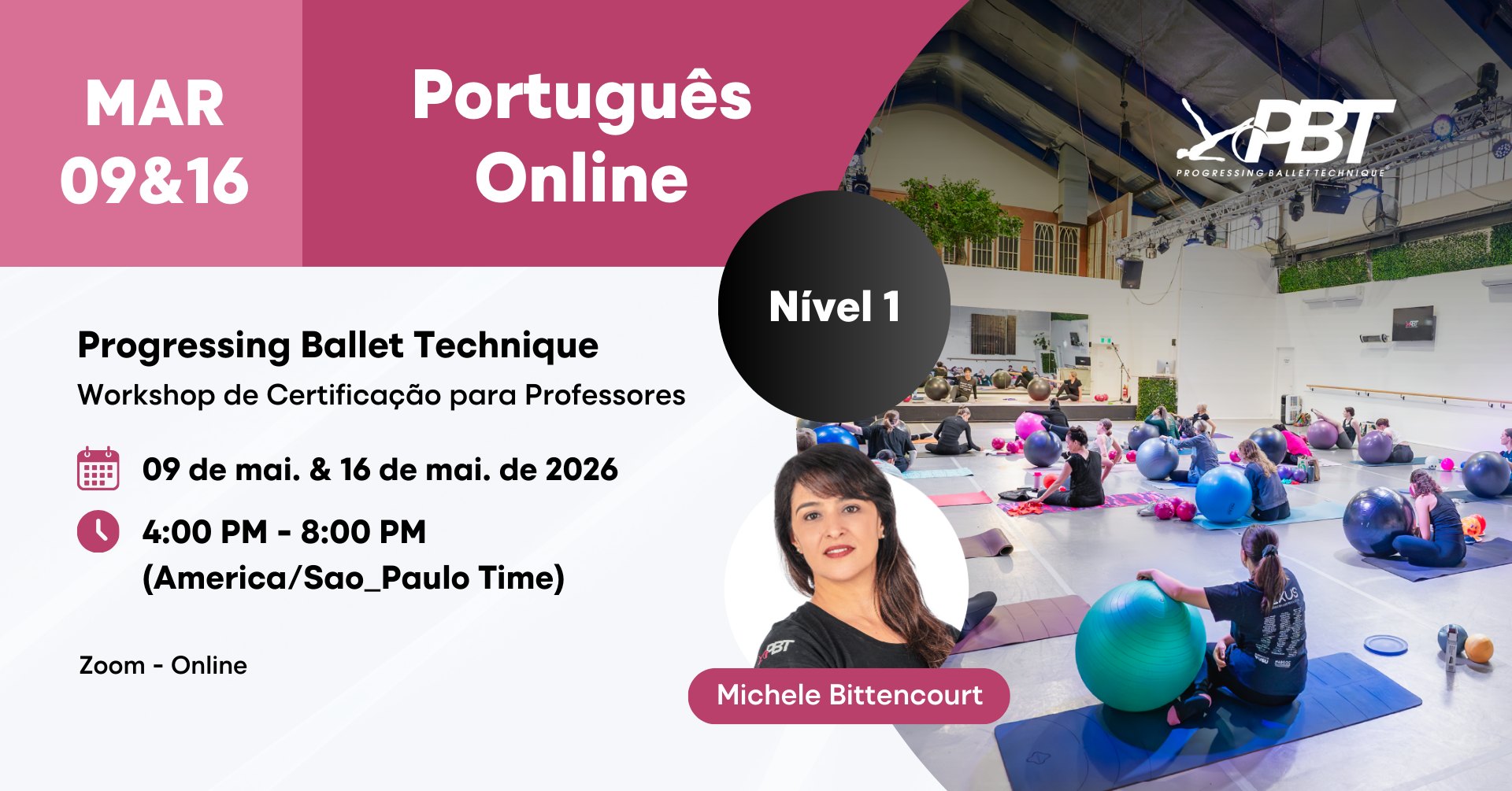 Português Online Progressing Ballet Technique Teachers Certification Workshop Level 1 Michele