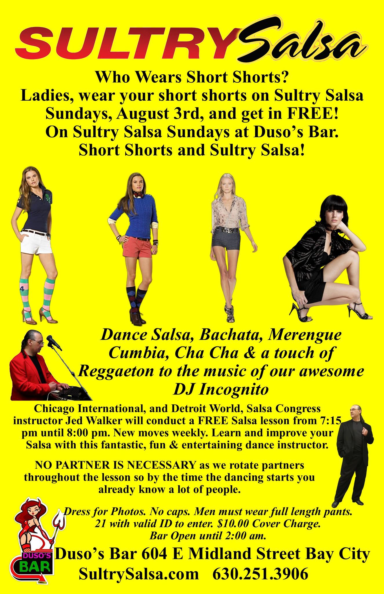 Who Wears Short Shorts? Sultry Salsa and Short Shorts on Sultry Salsa Sundays at Duso's Bar