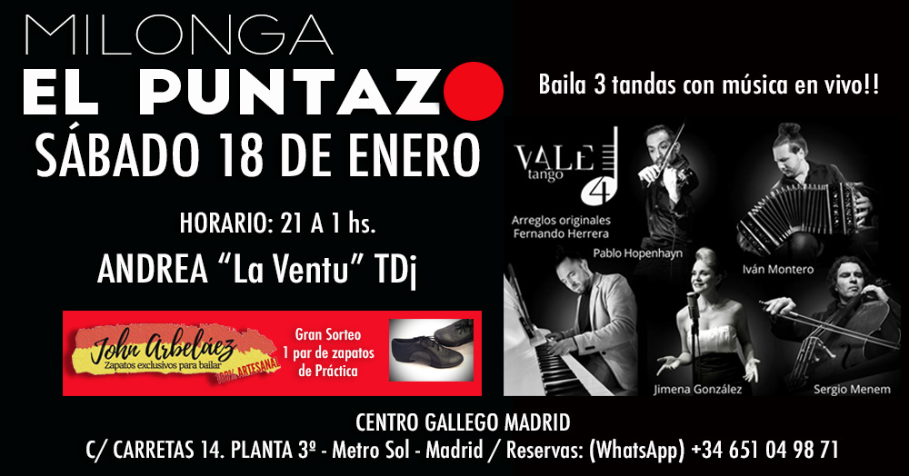 Milonga El Puntazo: Sábado 18 de Enero