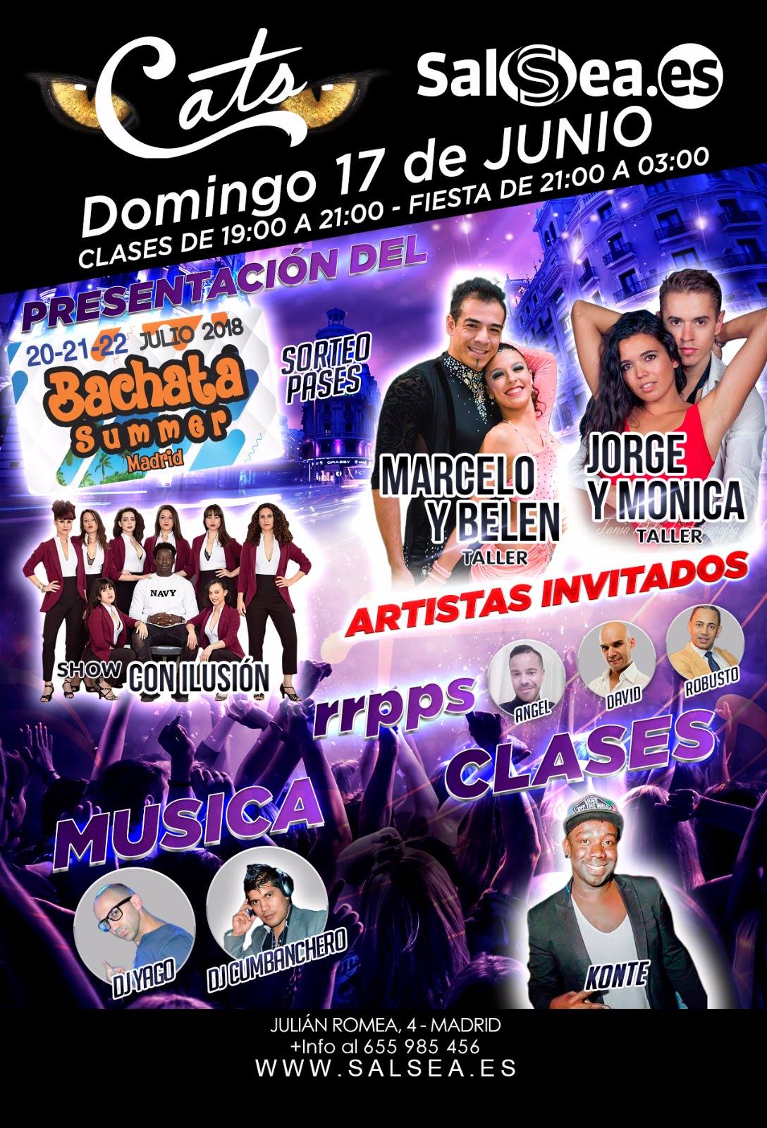 Salsea Domingo 17 Junio en Cats - Presentación Bachata Summer