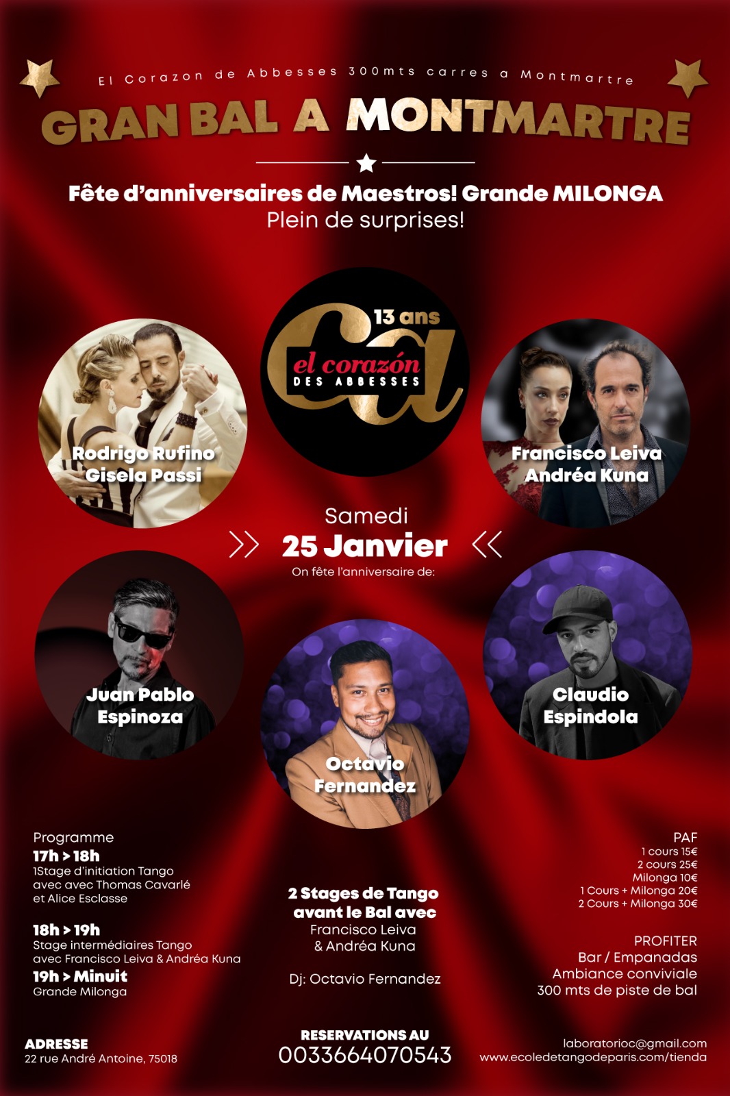 Corazón des Abbesses Fête d’anniversaires de Maestros! Samedi 25 Janvier
