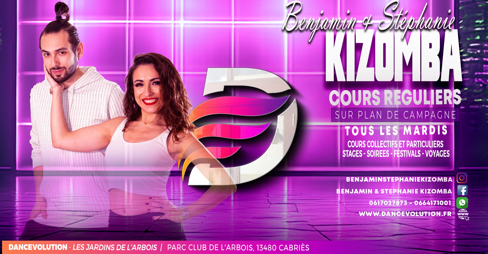 Rentrée 2025-2026 x Cours Réguliers de Kizomba avec Benjamin & Stéphanie x Les Jardins de l'Arbois