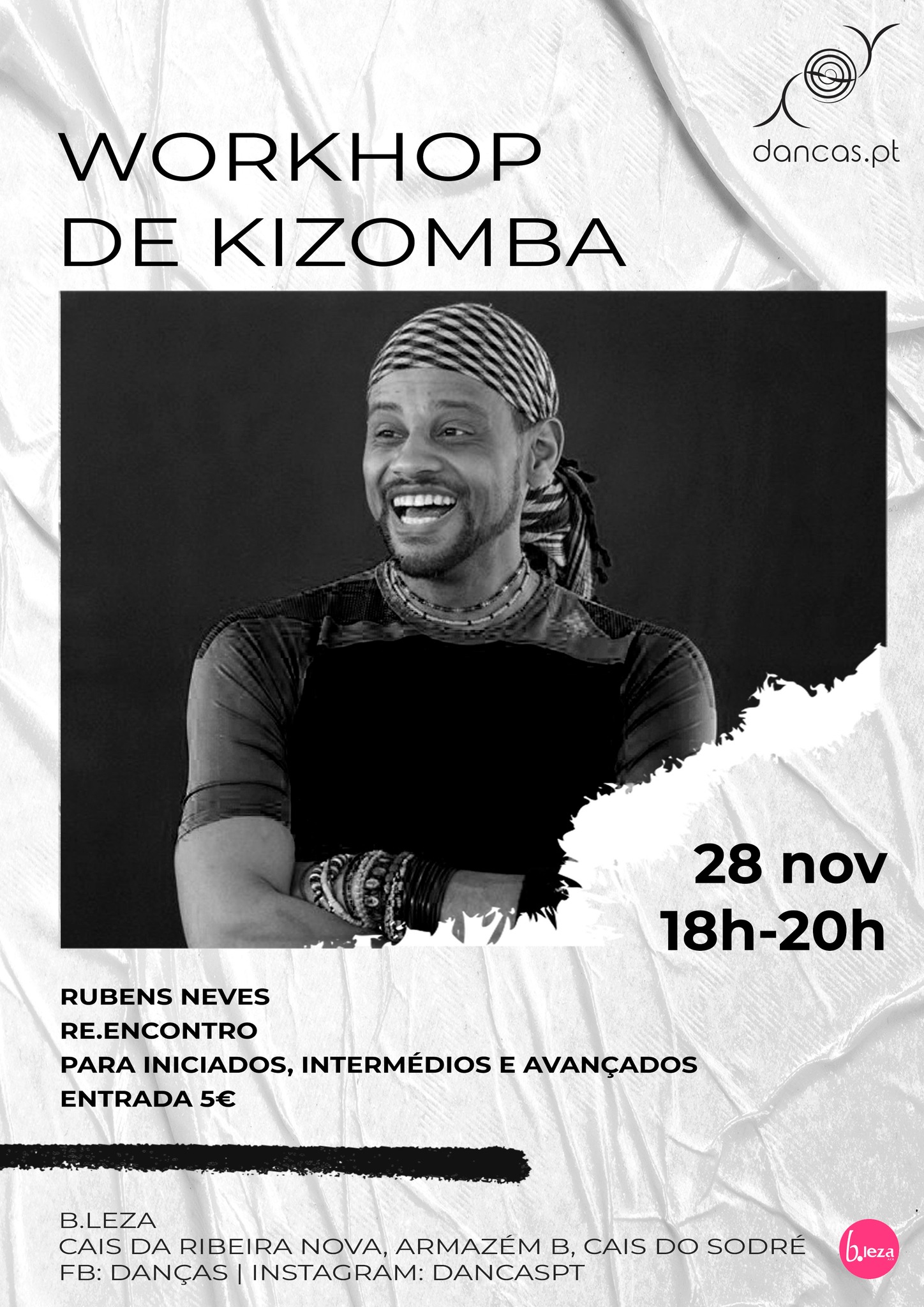 Danças no B.Leza 28nov Workshop de KIZOMBA com Rubens Neves