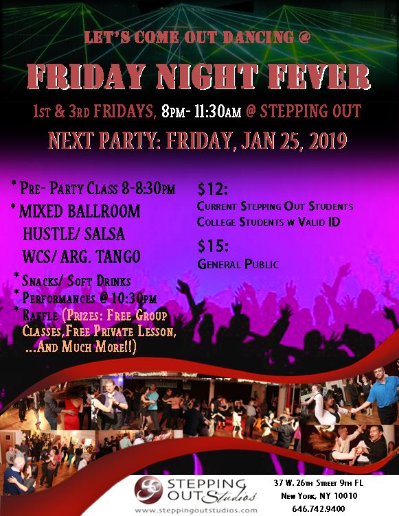 Jan 25 Friday Night Fever Mixed Ballroom Party at Stepping Out!