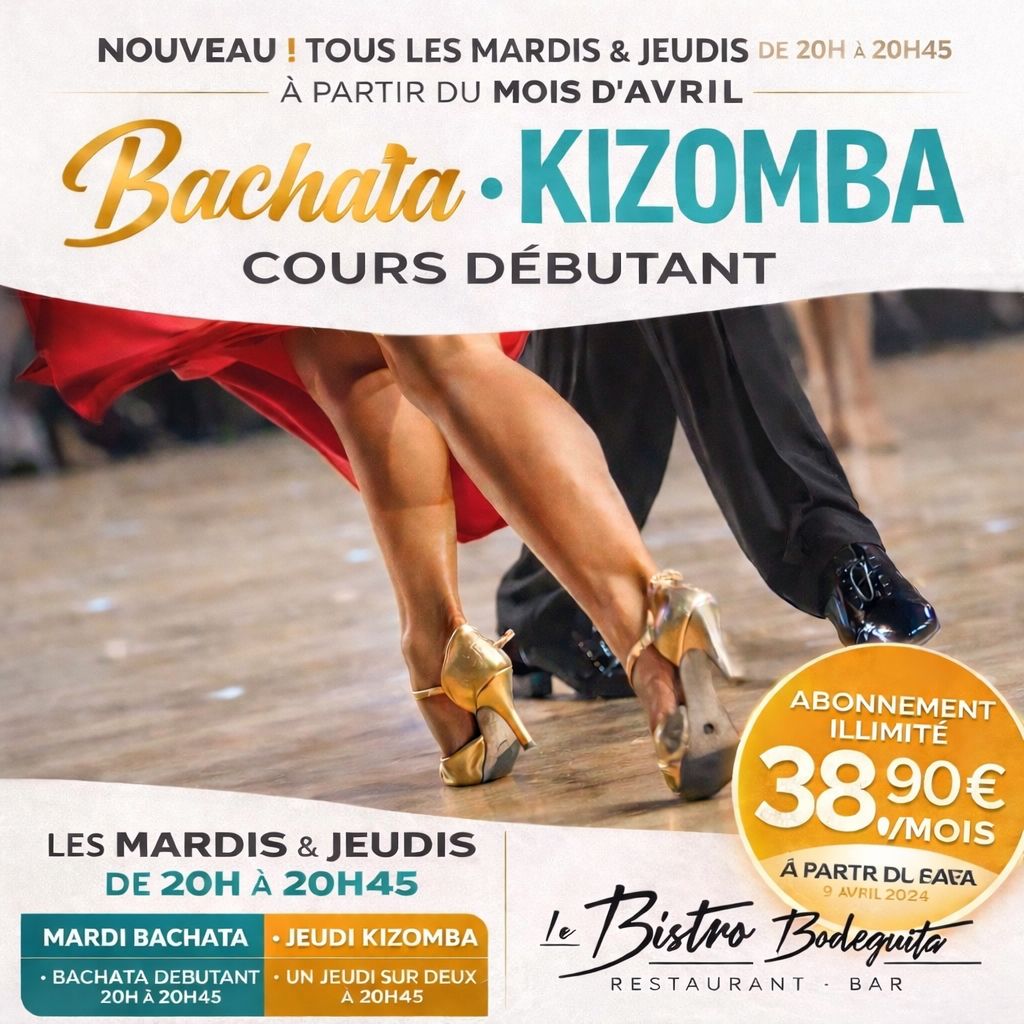 BACHATA &KIZOMBA MARDI & JEUDIS COURS SOIREE