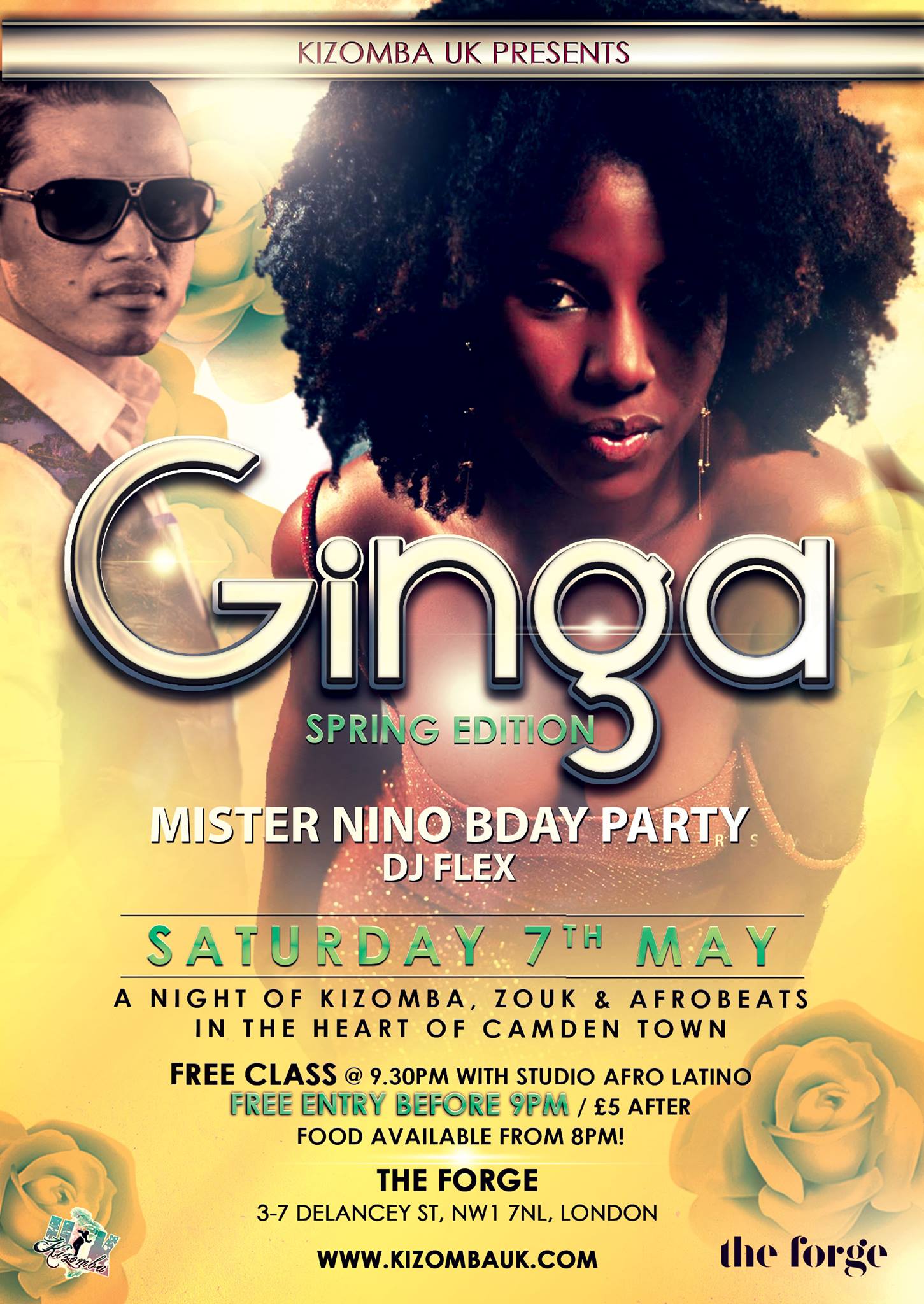 GINGA a night of Kizomba, Zouk, Afrobeats with DJ Flex Mister Nino B'day Showcase by Miss Trendee FREE Kizomba Class