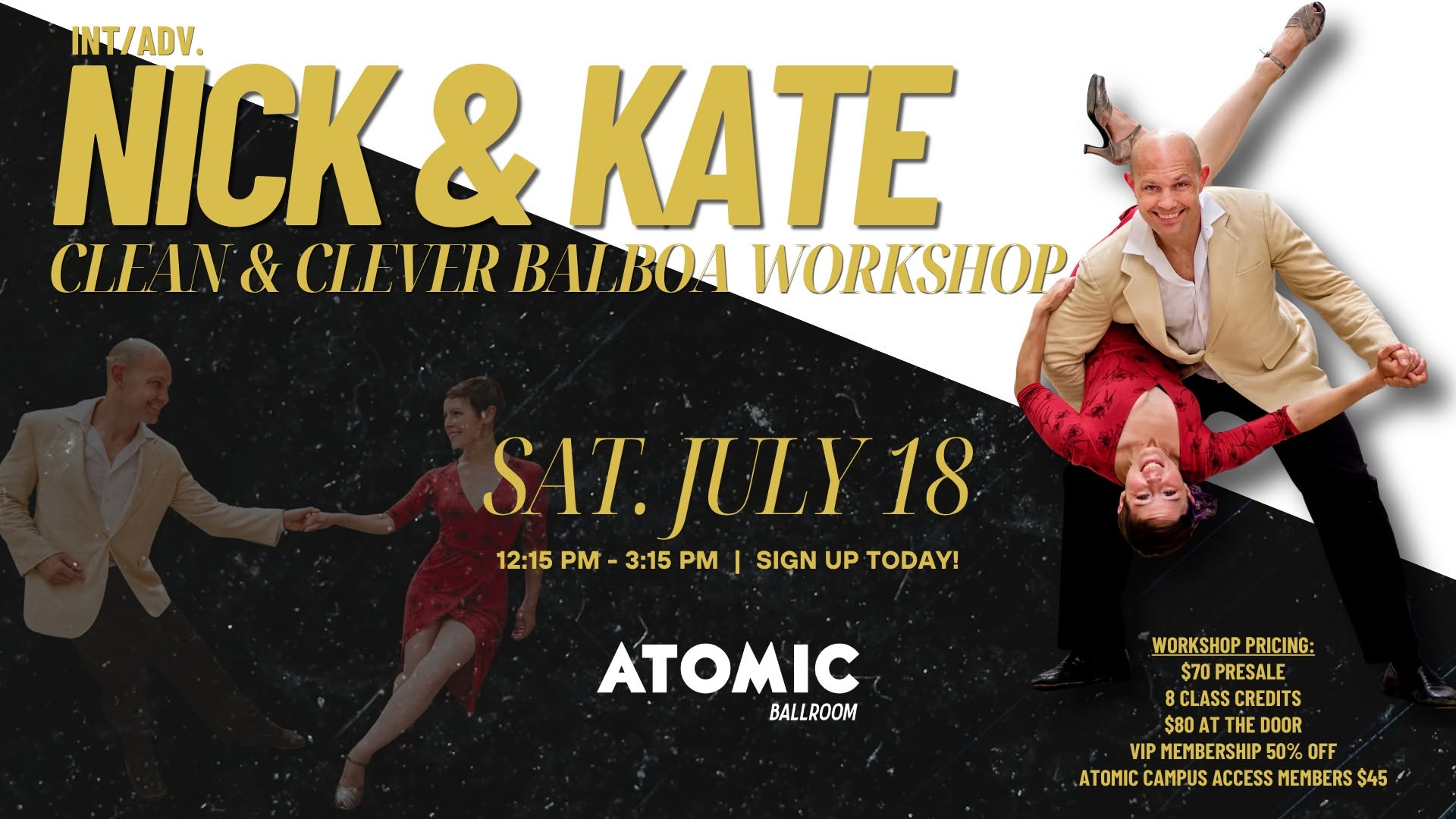 Clean & Clever Int Adv. Balboa Workshop with Nick Williams & Kate Hedin - ATOMIC Ballroom
