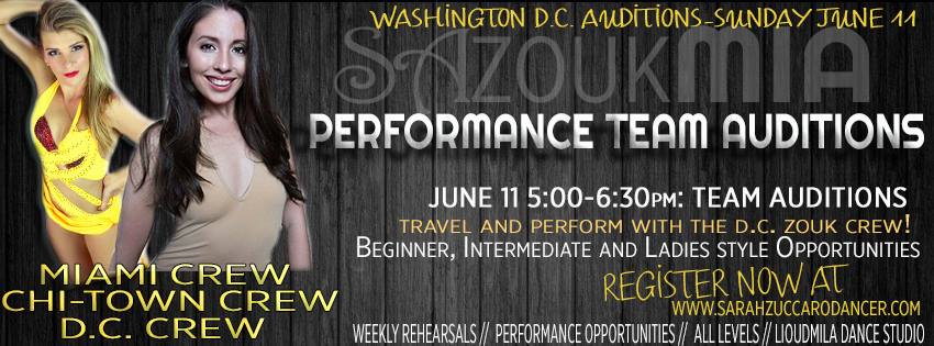 DC Area SaZoukMia Auditions - Multi-City Zouk Performance Team!