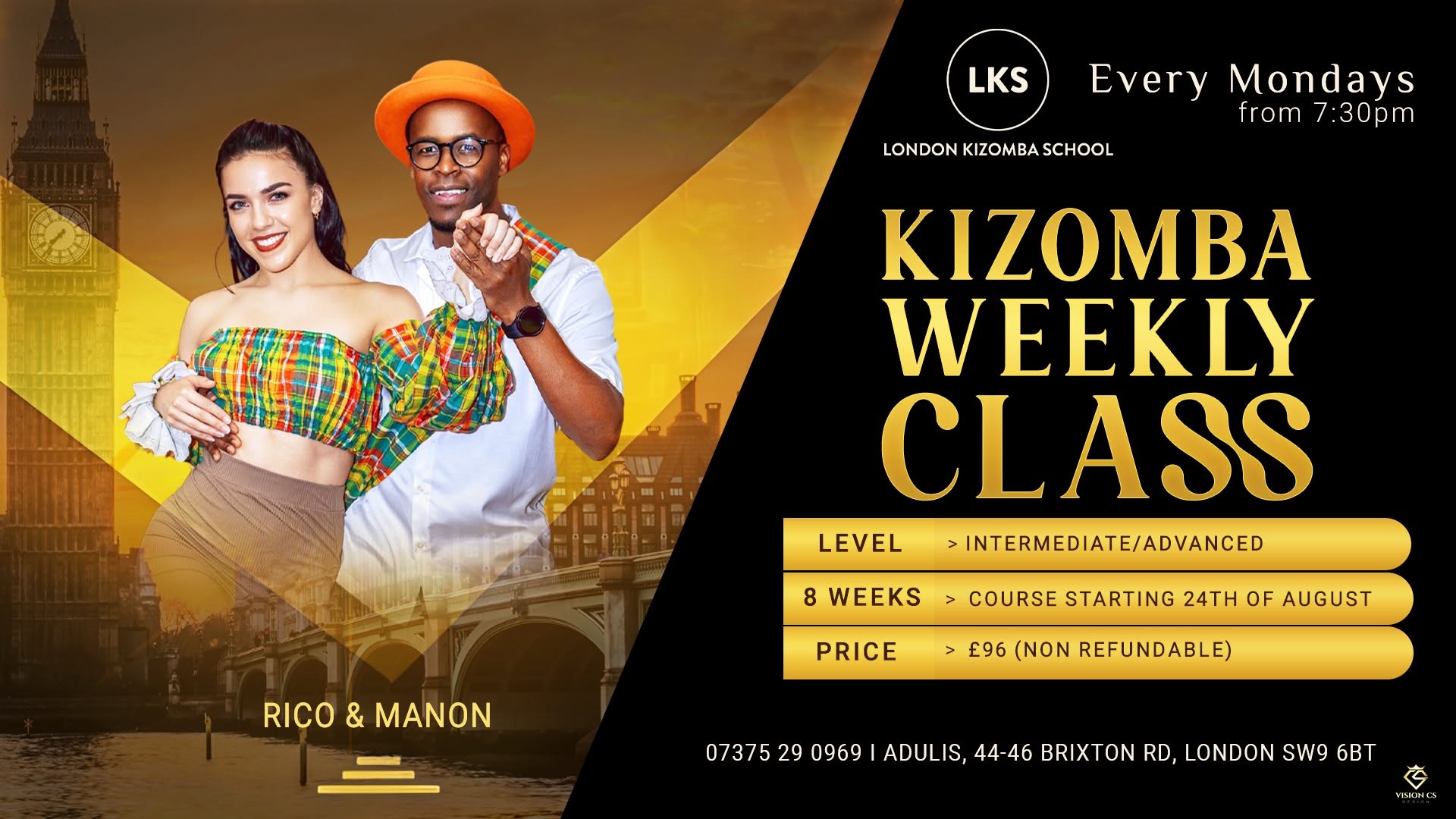 Weekly Kizomba Class with Rico Suave & Manon Batrel - 8 Weeks course 🔥