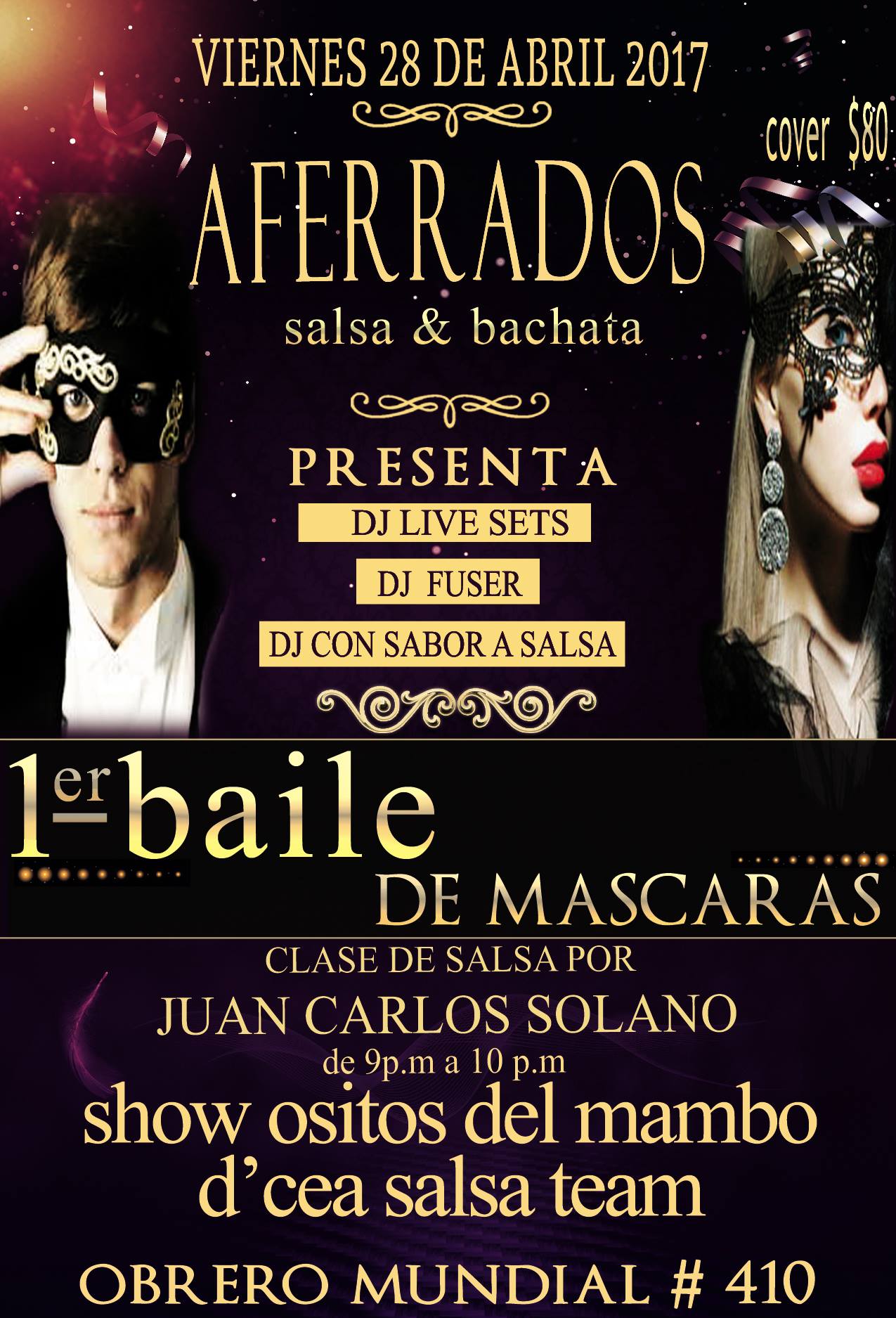 1er Baile De Mascaras Aferrados Salsa & Bachata