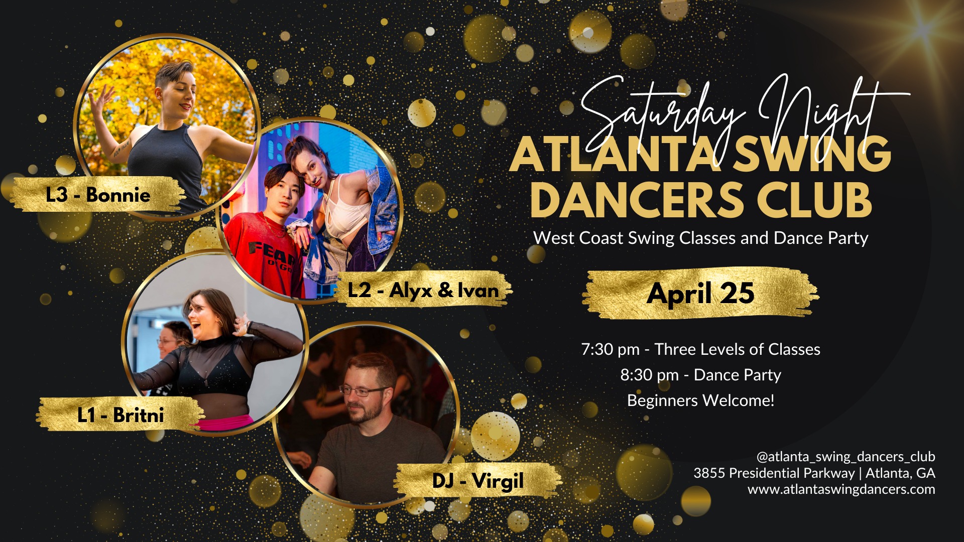 ASDC West Coast Swing Classes and Dance Party Saturday April 25