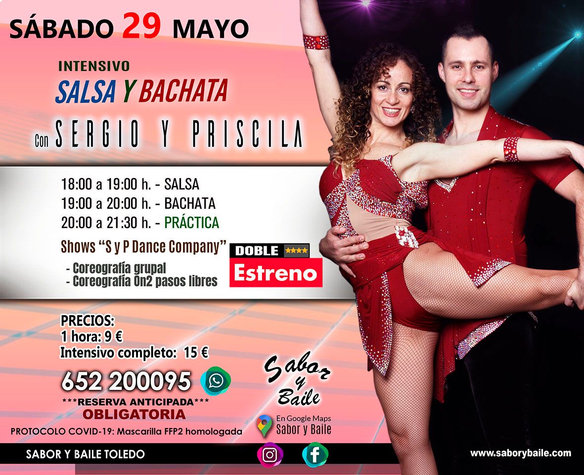Intensivo de Salsa y Bachata, con Sergio y Priscila, en Sabor y Baile Toledo