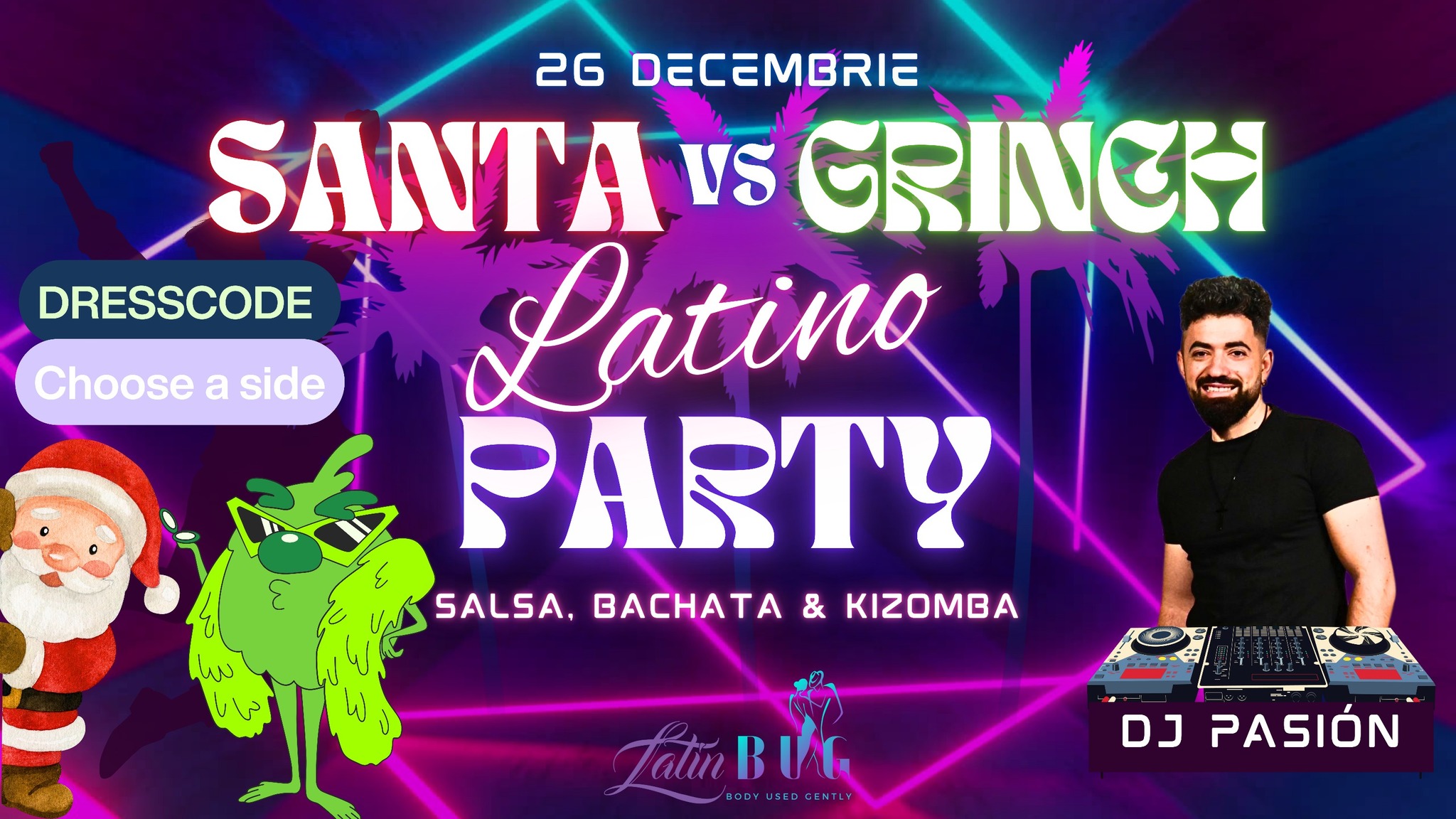SANTA VS GRINCH LATINO PARTY