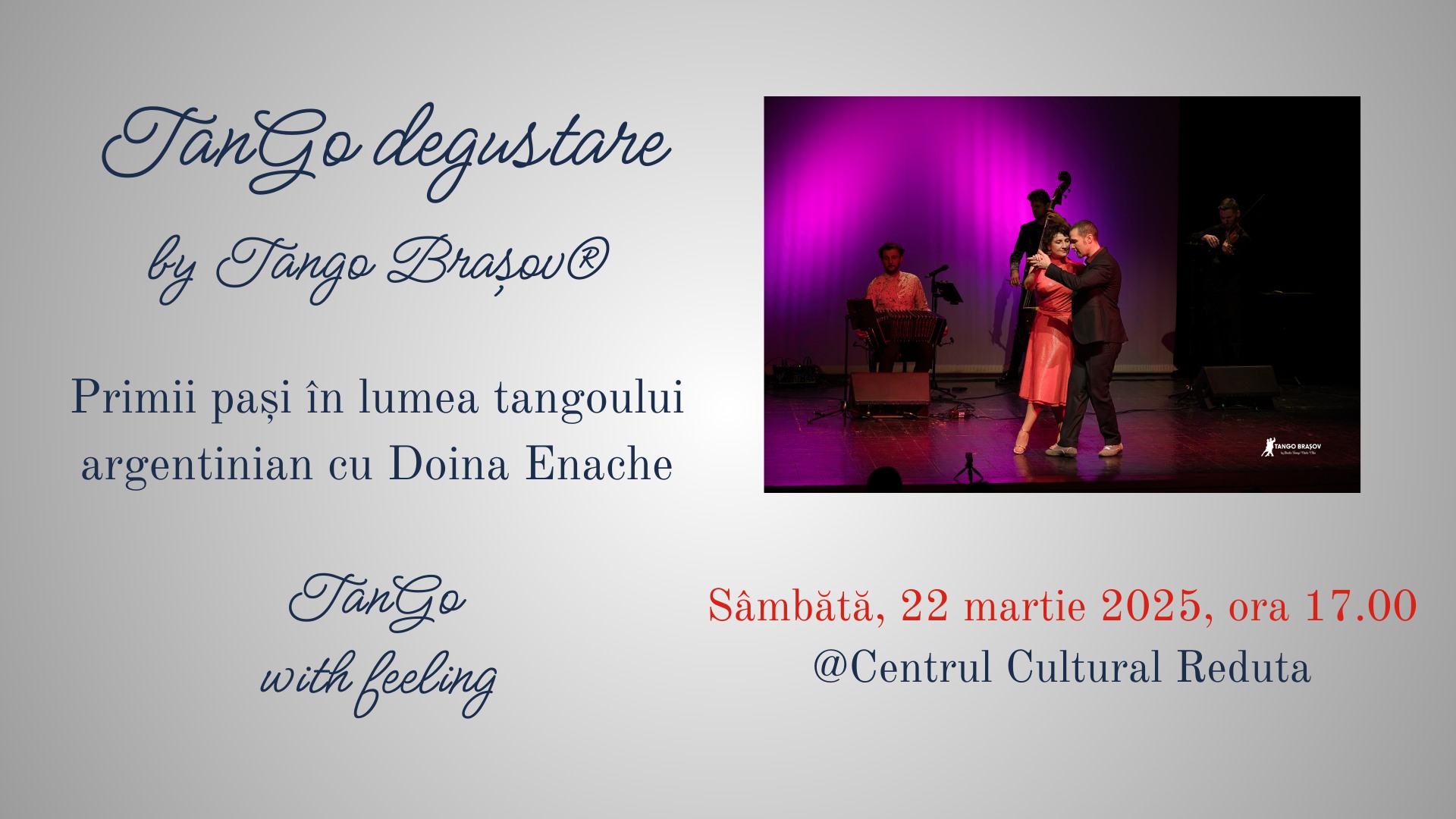 TanGo degustare by Tango Brasov @ Centrul Cultural Reduta - Sâmbătă, 22 martie, ora 17.00