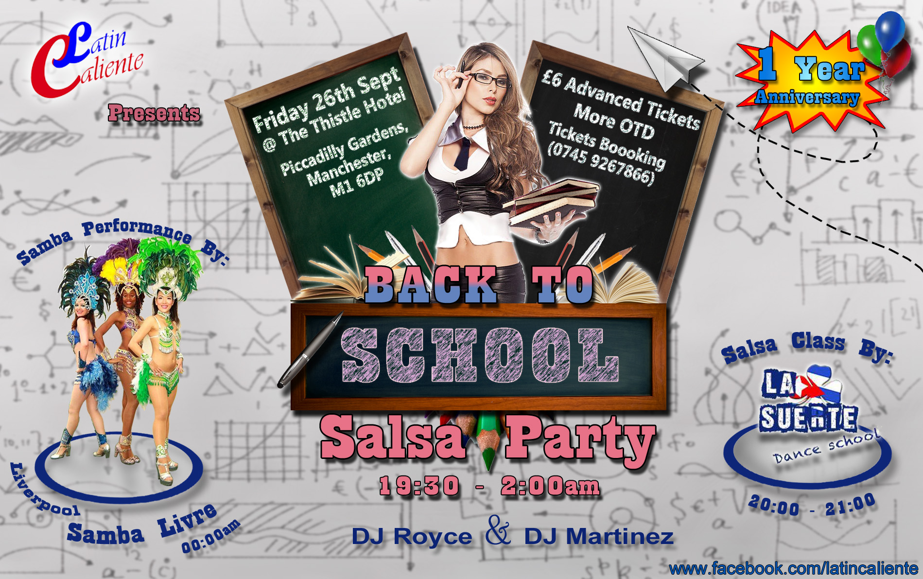 Latin Caliente presents ✤BACK TO SCHOOL SALSA PARTY✤ @THE THISTLE HOTEL MANCHESTER with guest teacher from LA SUERTE DANCE SCHOOL and Samba