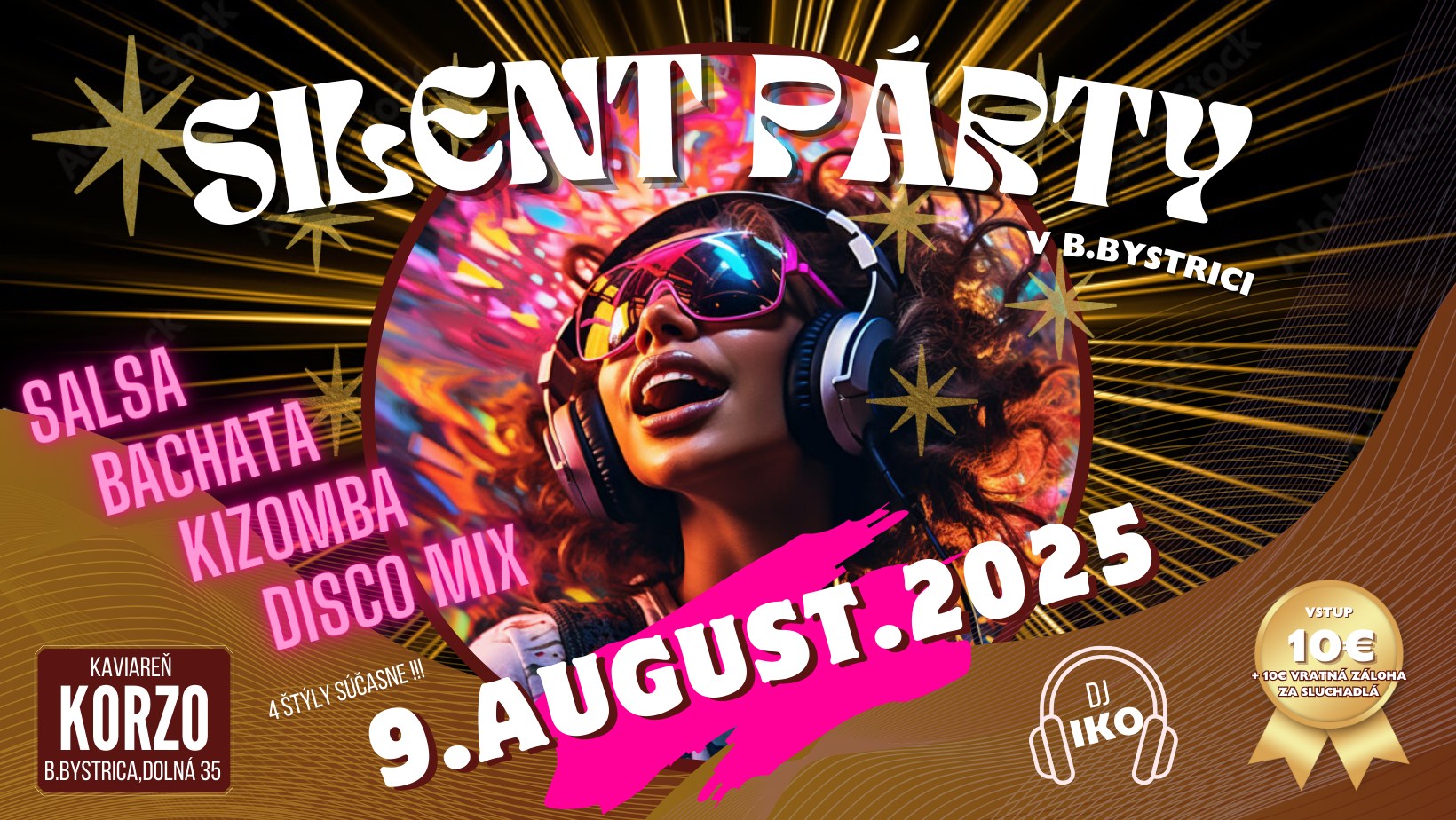 SILENT PÁRTY v KORZE 9.8.2025