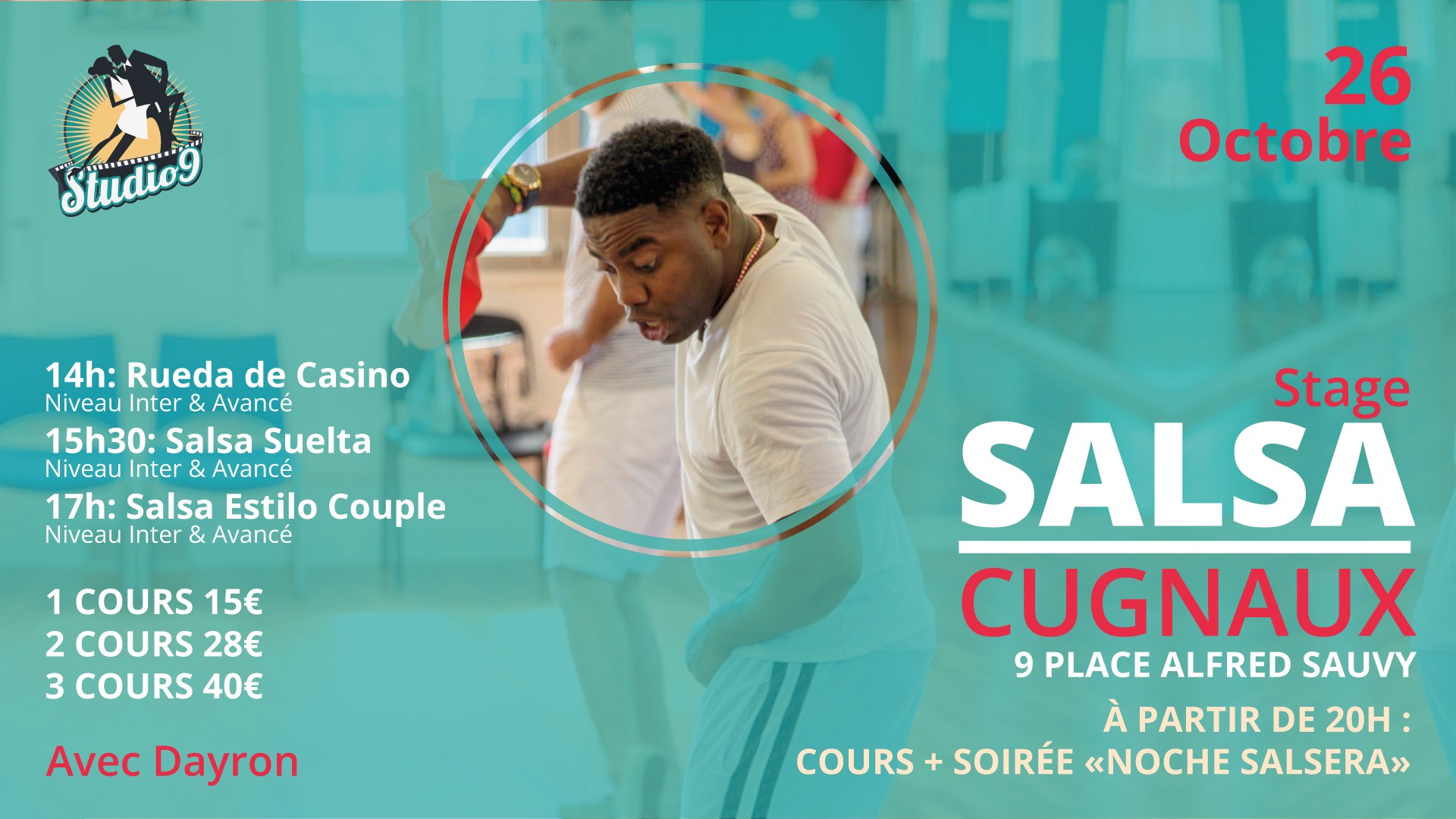 STAGE SALSA AVEC DAYRON SAMEDI 26 OCTOBRE 2024