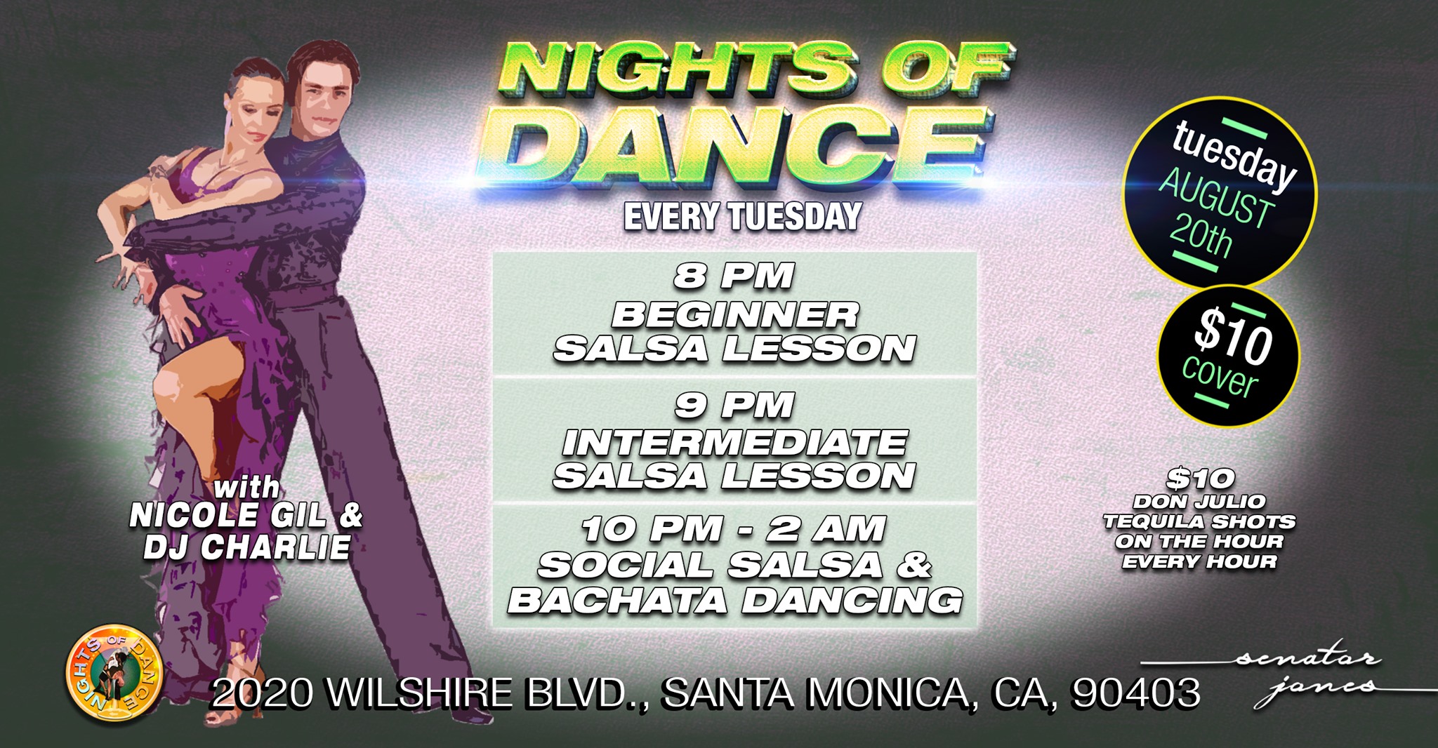 Salsa & Bachata at Sen Jones by Nights of Dance August 20th!