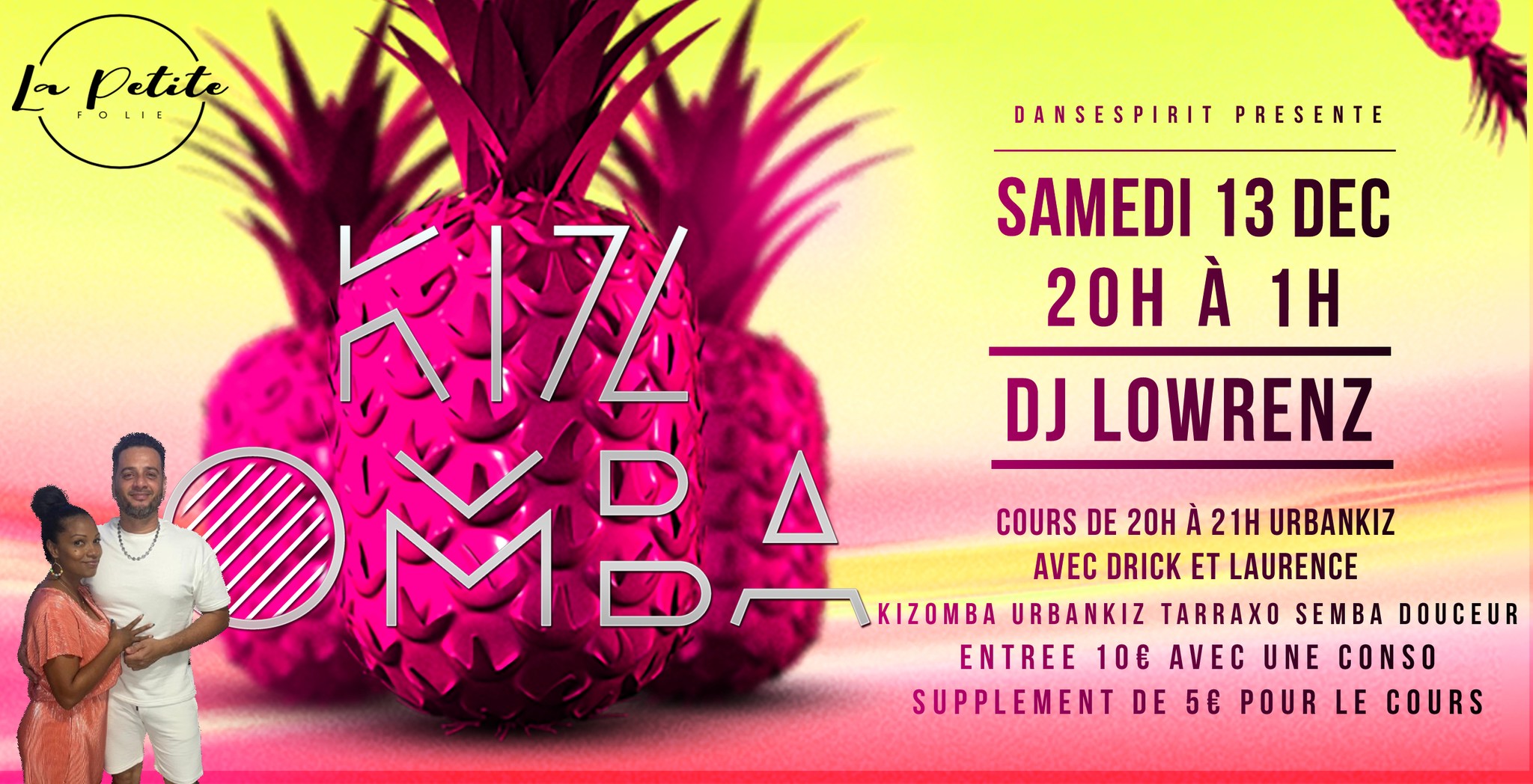 ⭐TA SOIREE KIZOMBA ⭐ Samedi 13 DECEMBRE à la Petite Folie 20h à 1h DJ LOWRENZ Cours+ Soirée