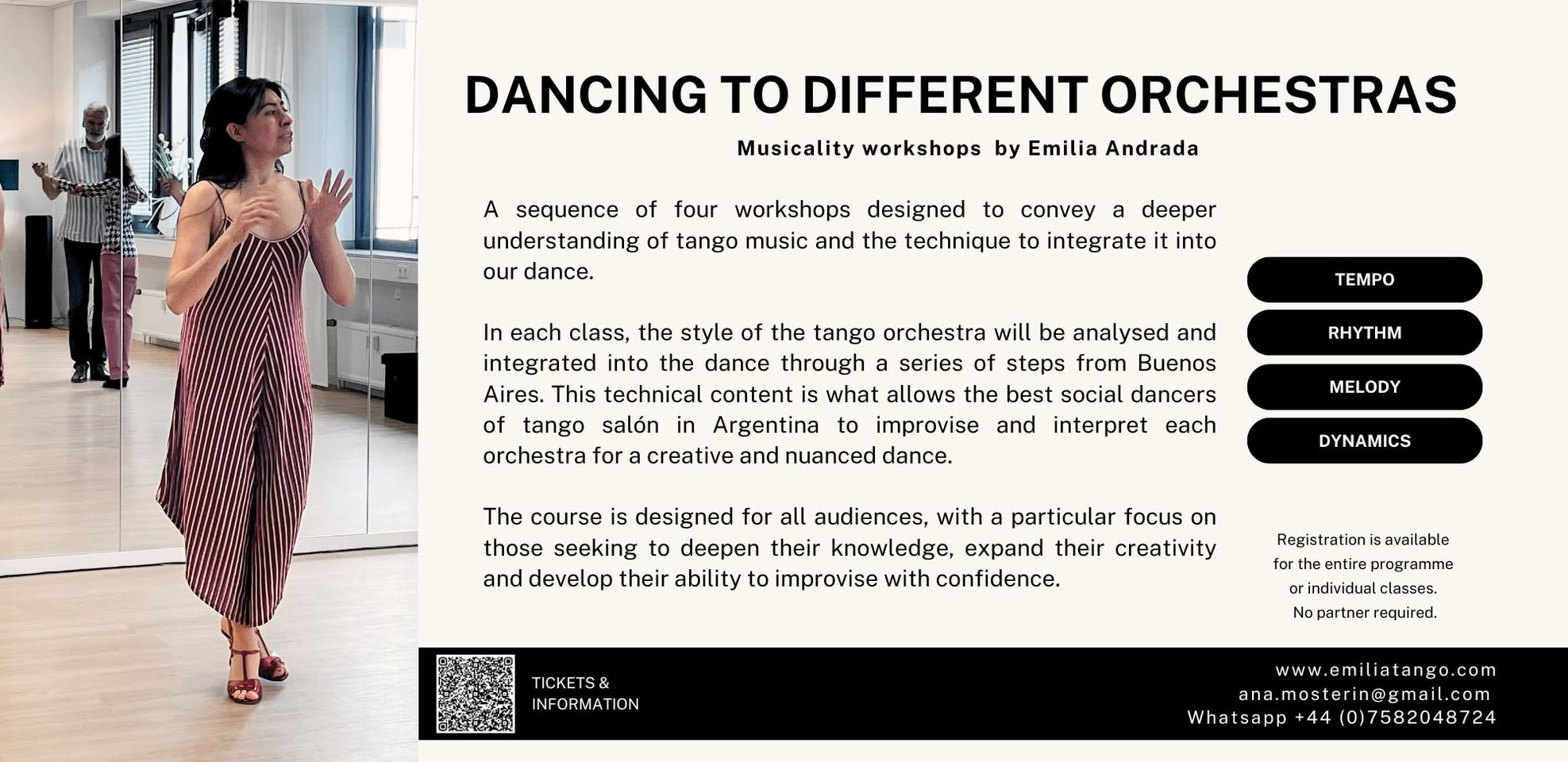 Dancing to different orchestras - Musicality workshops by Emilia Andrada
