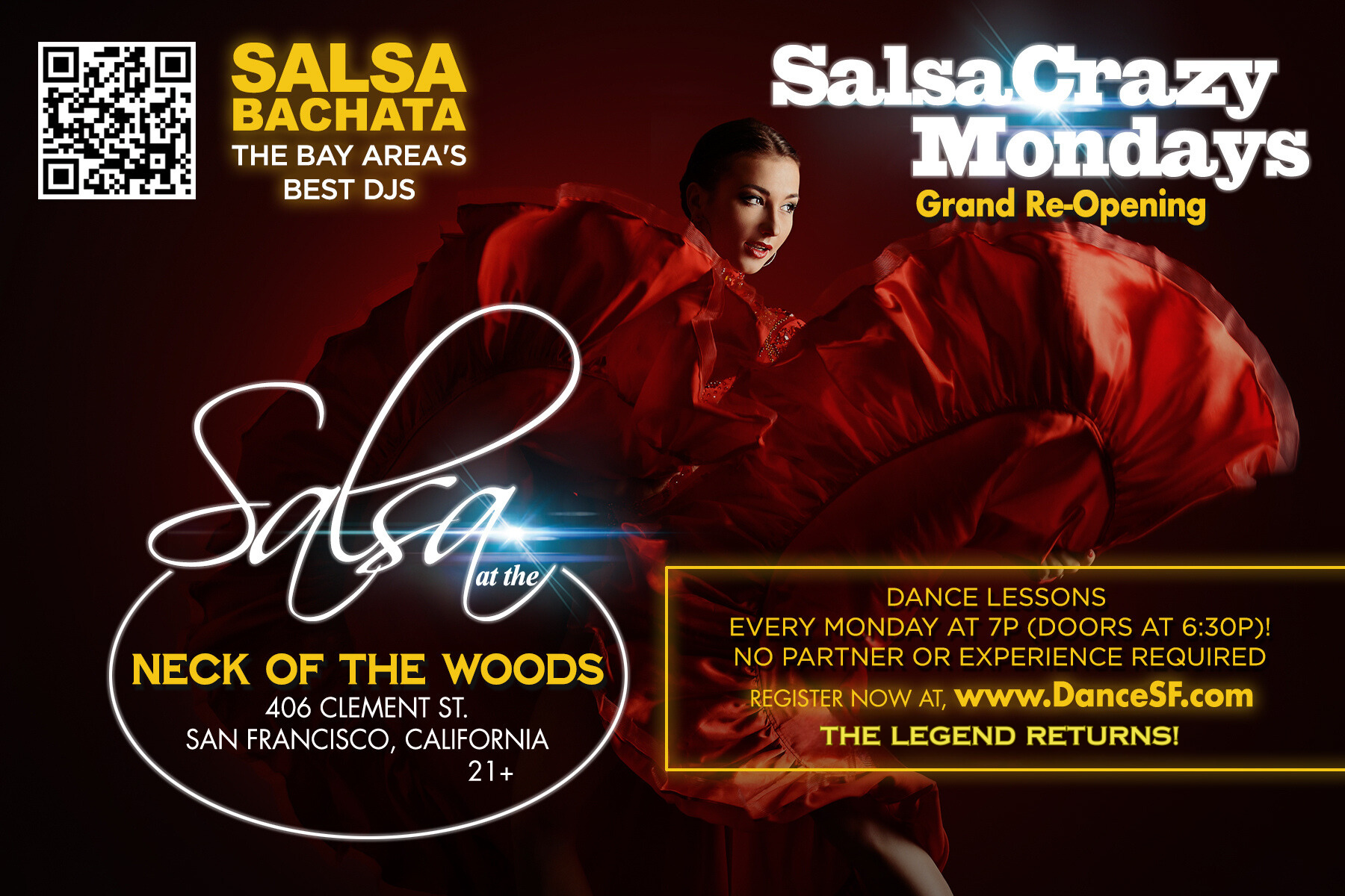 Learn to Salsa Dance This Monday, Historic Salsa Mondays, Beginning Lessons and Dancing All Night