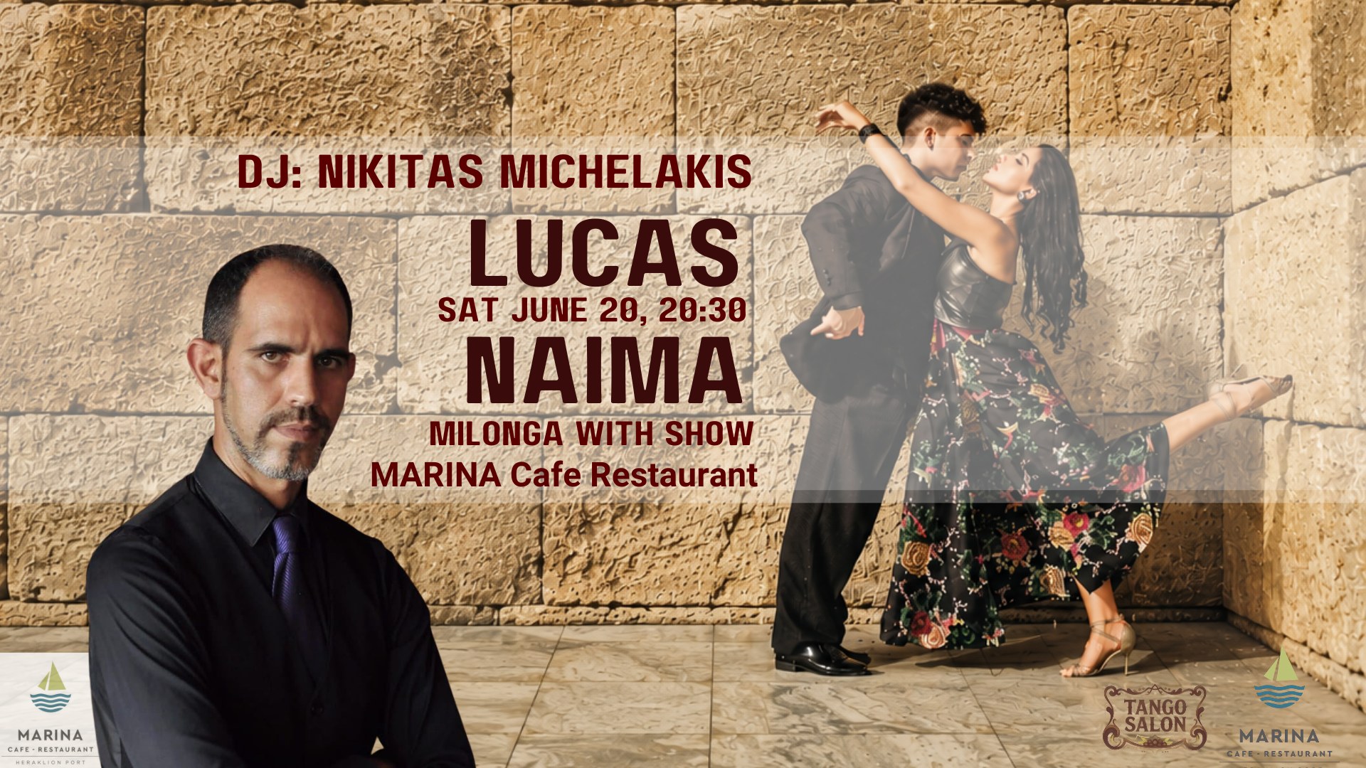Milonga με Show από Lucas & Naima, DJ Nikitas, @Marina Cafe Restaurant, 20:30-00:00