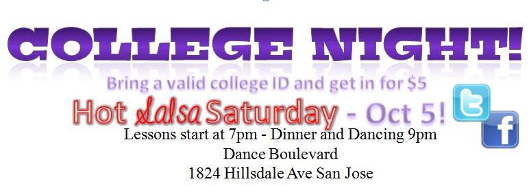 Hot Salsa Saturday COLLEGE NIGHT!