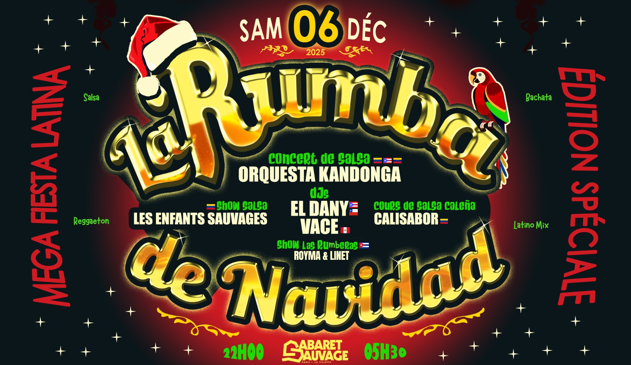 La Rumba de Navidad au Cabaret Sauvage ! Cours + Concert de Salsa + Mega Fiesta Latina ! Sam 06 12