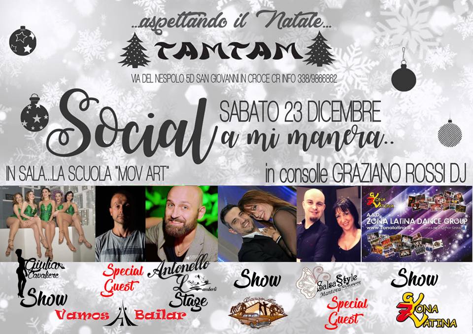 Social a mi manera Tam Tam Sabato 23 Dicembre