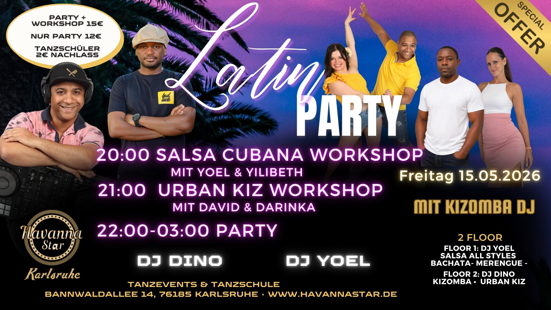 Latinparty mit Salsa Cubana& Urban Kiz Workshops - mit Kizombafloor