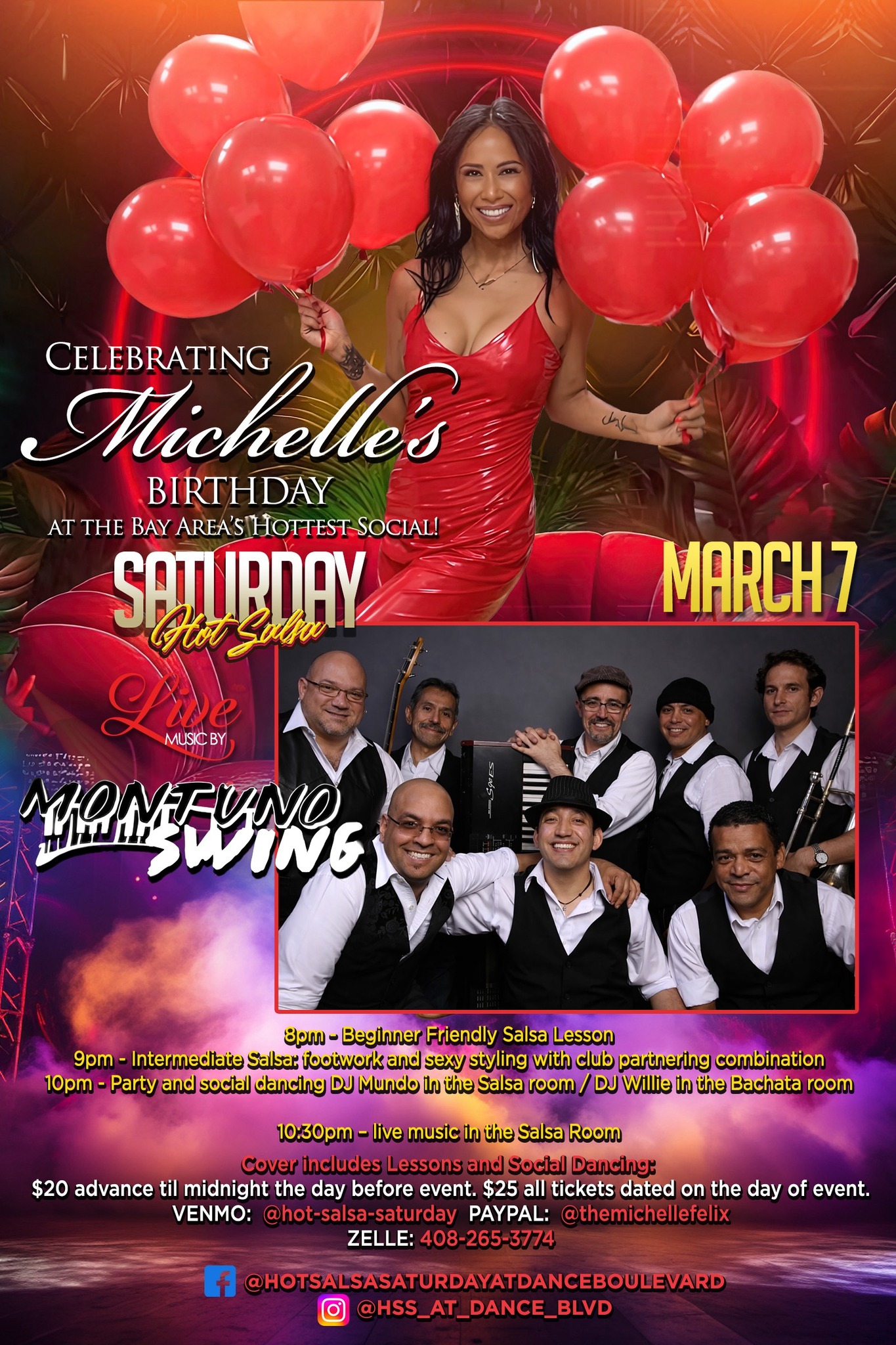 Salsa and Bachata at HSS, March Edition: Live Band & Michelle’s Bday!