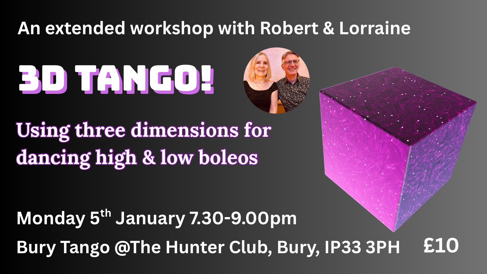 Bury Tango Mondays **Extended lesson - 3D tango for high low boleos!** + practica