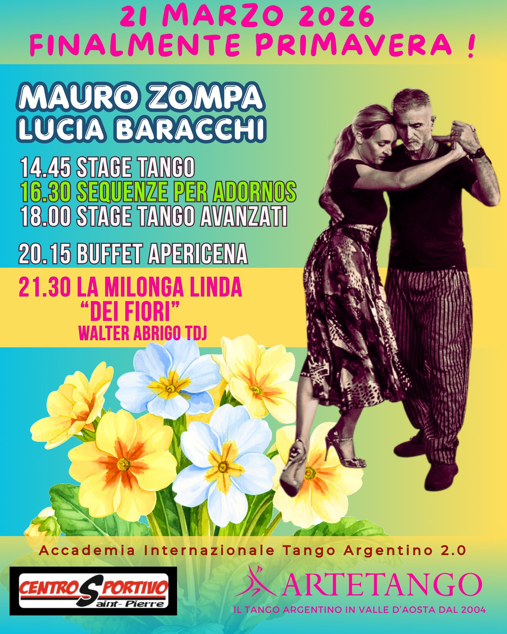 STAGE DI TANGO CON MAURO ZOMPA e LUCIA BARACCHI + LA MILONGA LINDA "DEI FIORI"