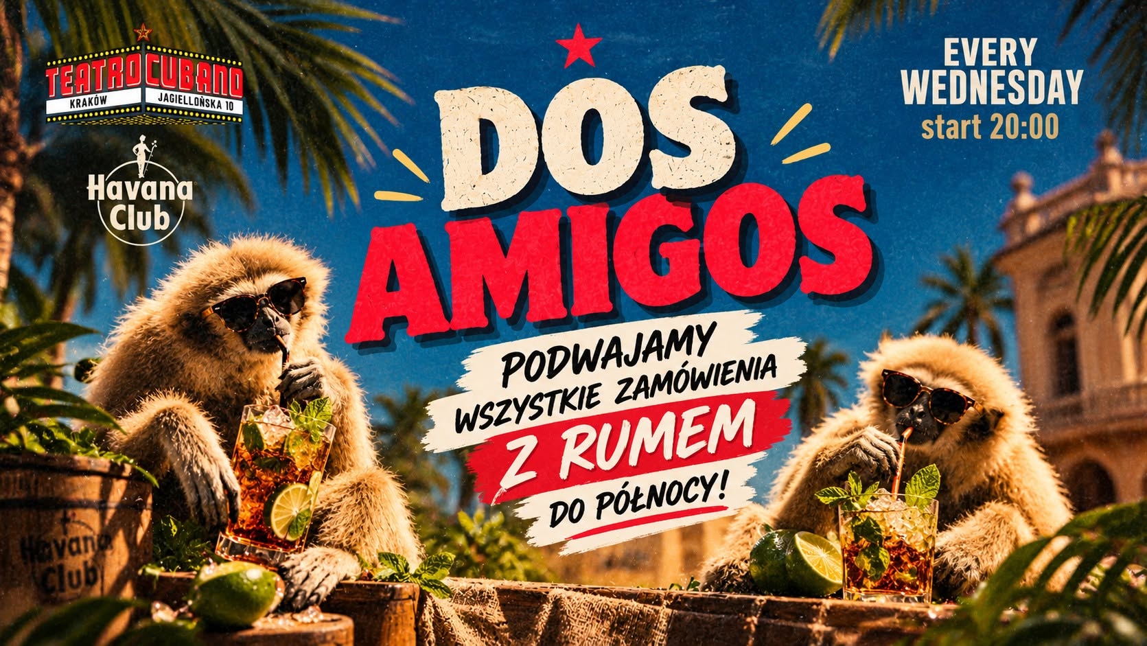 DOS AMIGOS!! Podwajamy wszystkie zamówienia z rumem do północy! 🐒