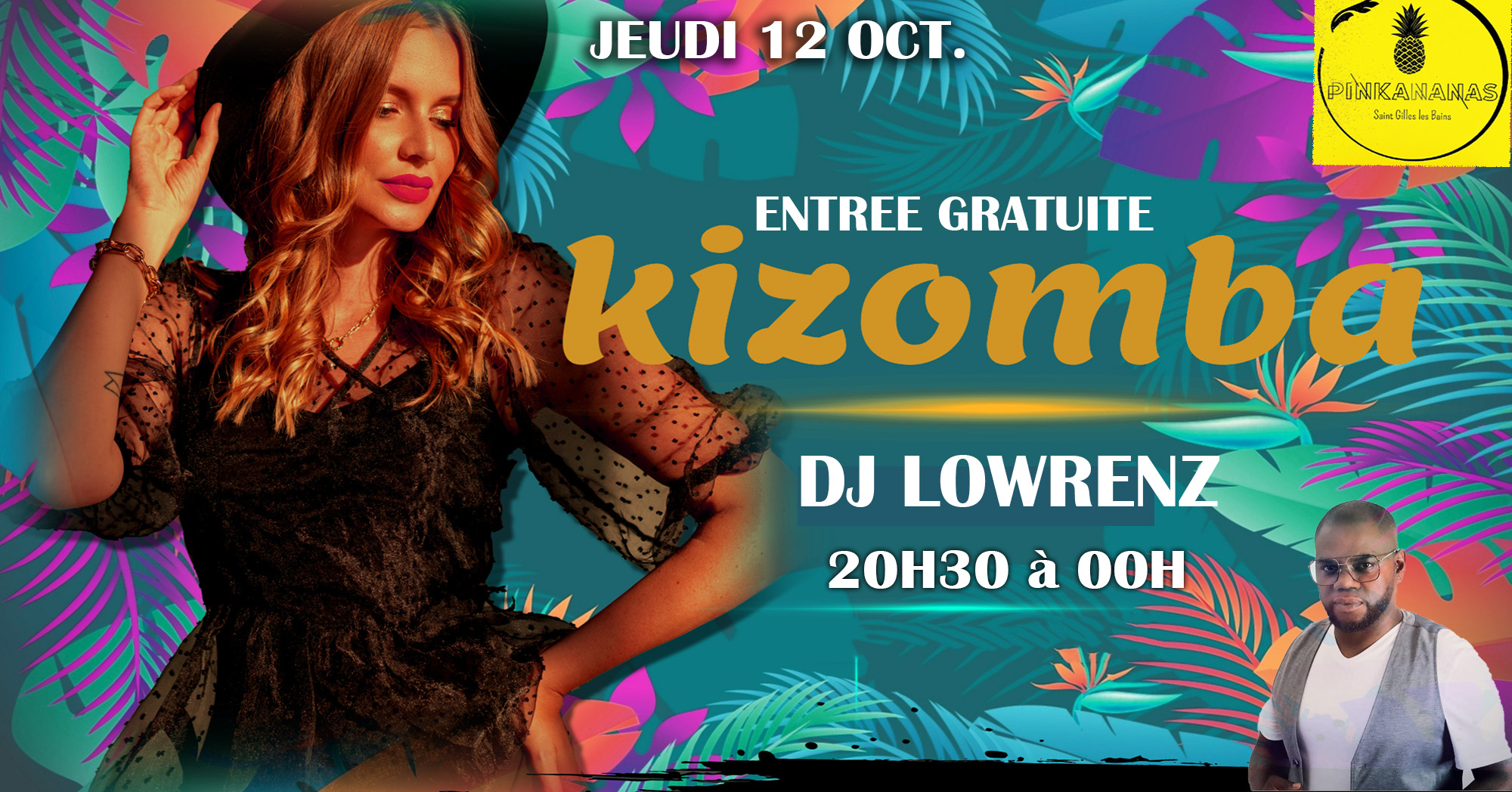Kizomba au Pinkananas 💥Entrée gratuite💥 ce jeudi 12 OCT. DJ LOWRENZ DE 20H30 à 00h
