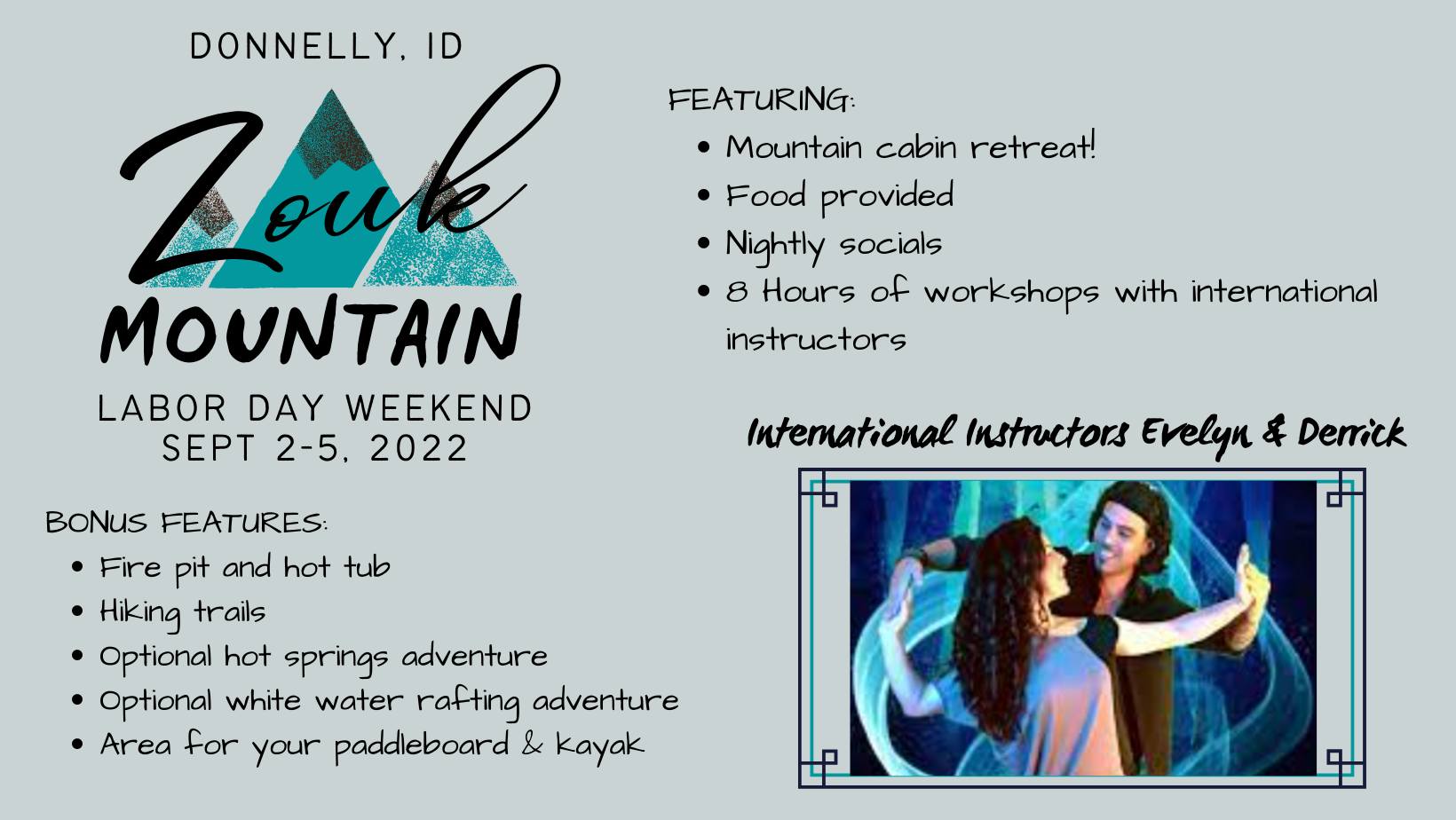 Labor Day Zouk Mountain Retreat with Evelyn and Derrick hosted by Zouk Boise