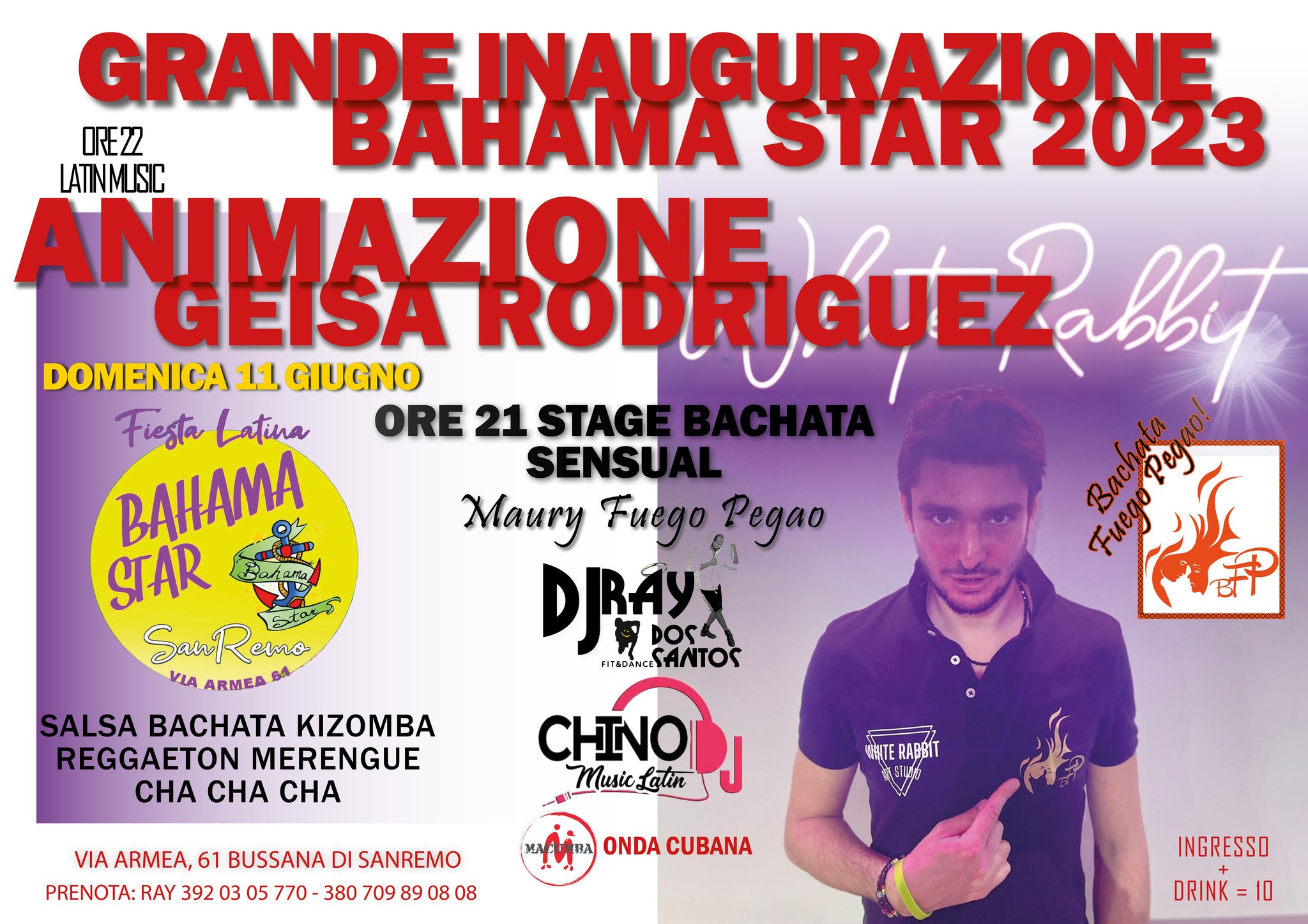 RIMANDATA INAUGURAZIONE A DOMENICA 11 "EL VERANO LATINO" BAHAMA STAR SANREMO