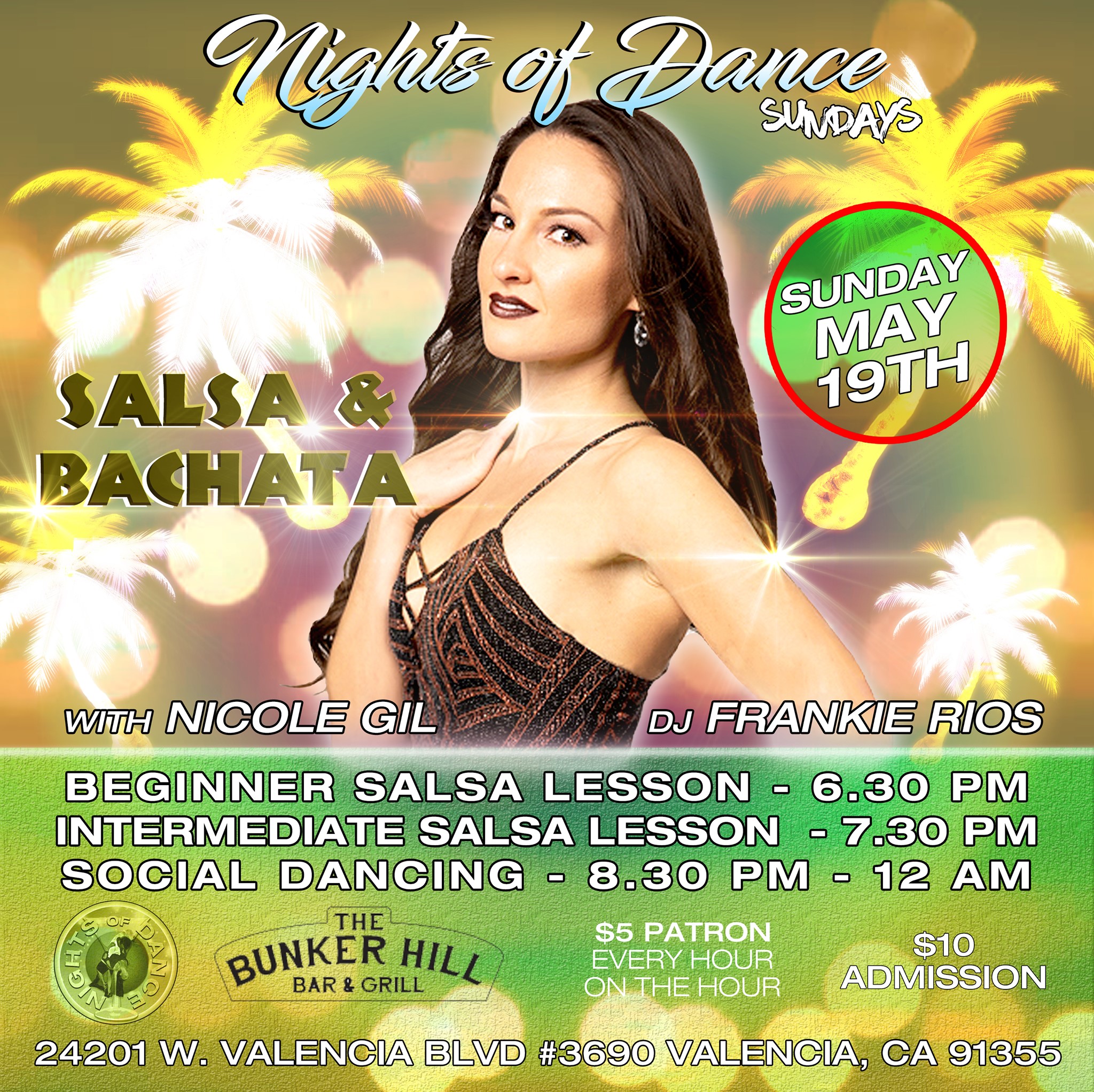 Salsa & Bachata at Bunker Hill by Nights of Dance Sun May 19th!